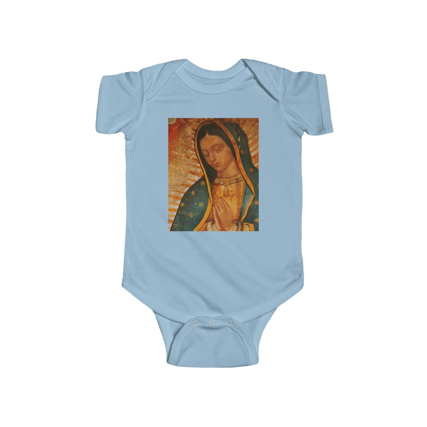 Body de jersey fino para bebé 100% Algodon - Infant Fine Jersey Bodysuit - Our Lady of Guadalupe, also known as the Virgen of Guadalupe - Mexico - Catholicism - Green Forest Home