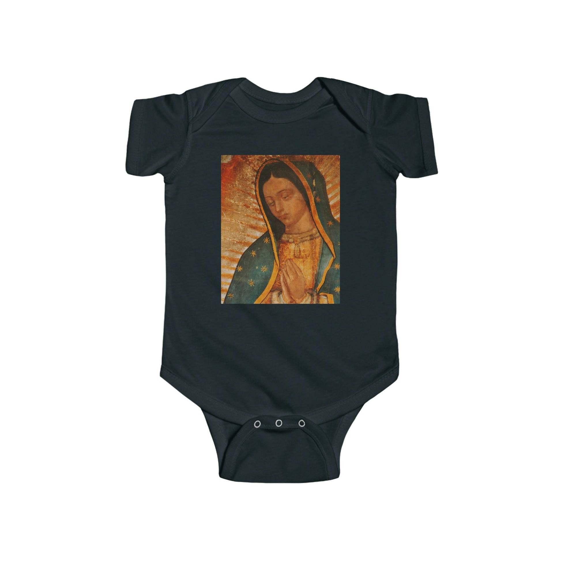 Body de jersey fino para bebé 100% Algodon - Infant Fine Jersey Bodysuit - Our Lady of Guadalupe, also known as the Virgen of Guadalupe - Mexico - Catholicism - Green Forest Home