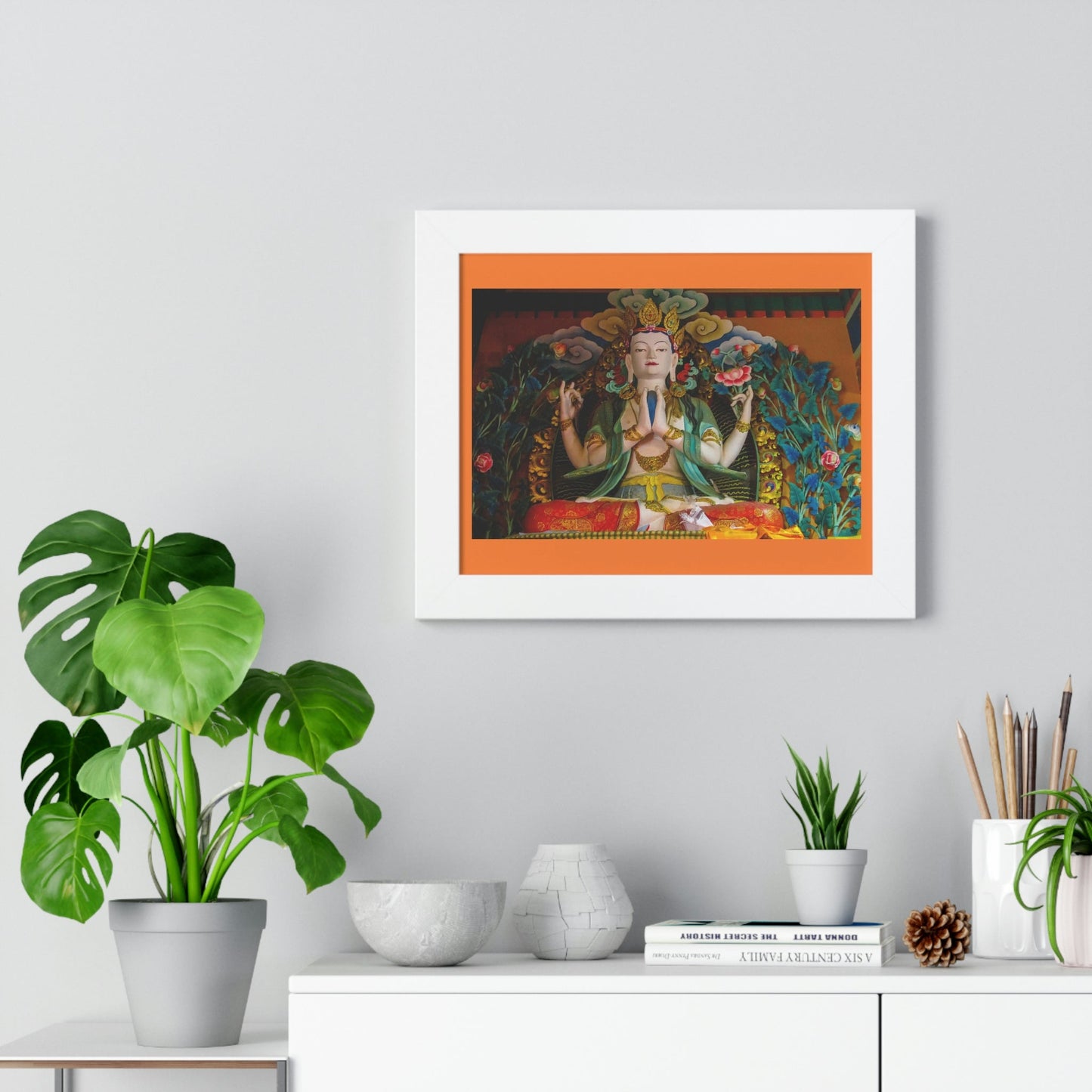 Buddhism -Framed Horizontal Poster - Buddha gold statue in a Buddhist temple in Nepal - Print in USA - Green Forest Home