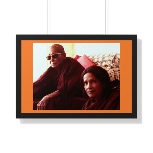 Buddhism -Framed Horizontal Poster - Fully Realized (Arhant) Buddhist Monk - Venerable Taungpulu Sayadaw of Burma - with Rina Sircar at TKAM CA - Print in USA - Green Forest Home