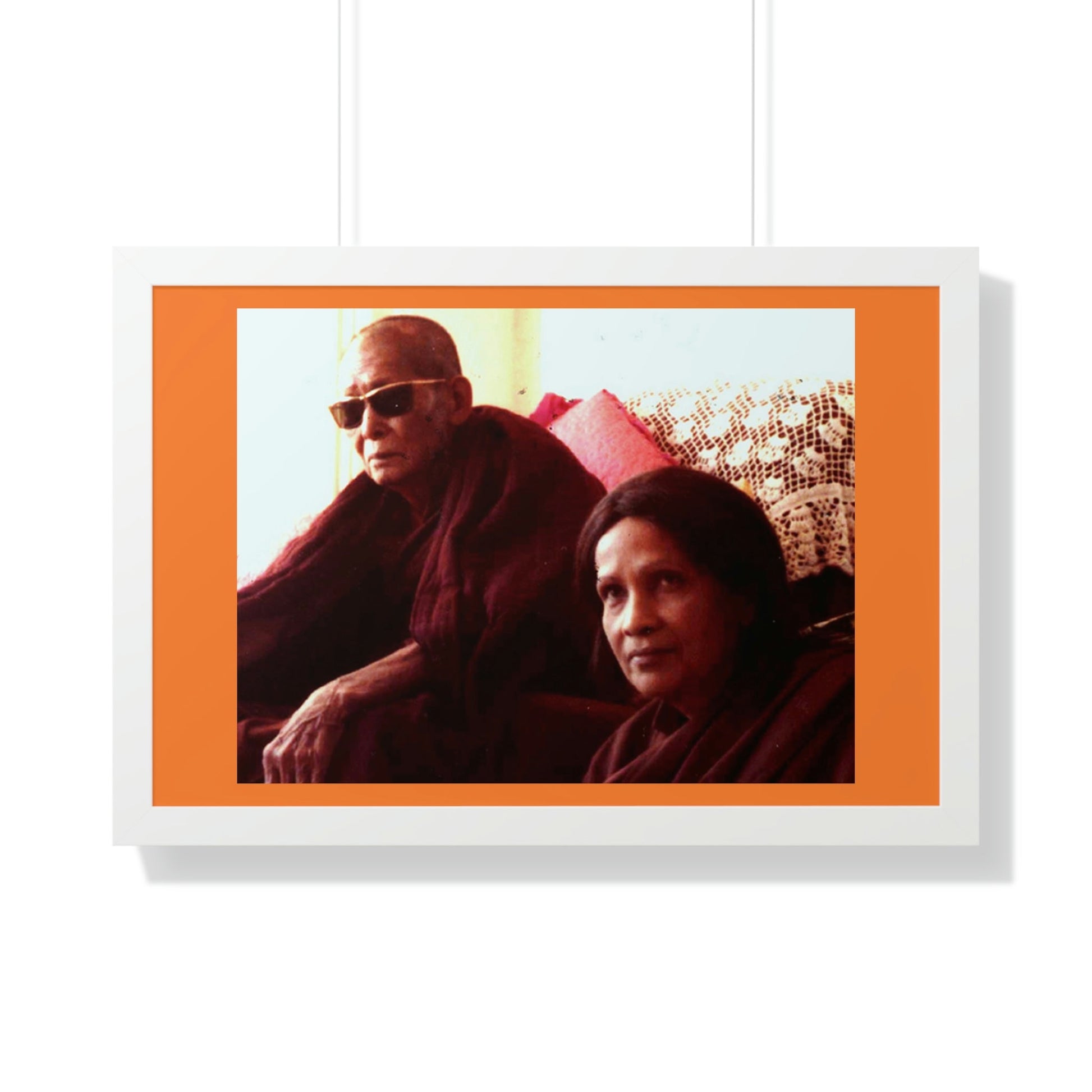 Buddhism -Framed Horizontal Poster - Fully Realized (Arhant) Buddhist Monk - Venerable Taungpulu Sayadaw of Burma - with Rina Sircar at TKAM CA - Print in USA - Green Forest Home