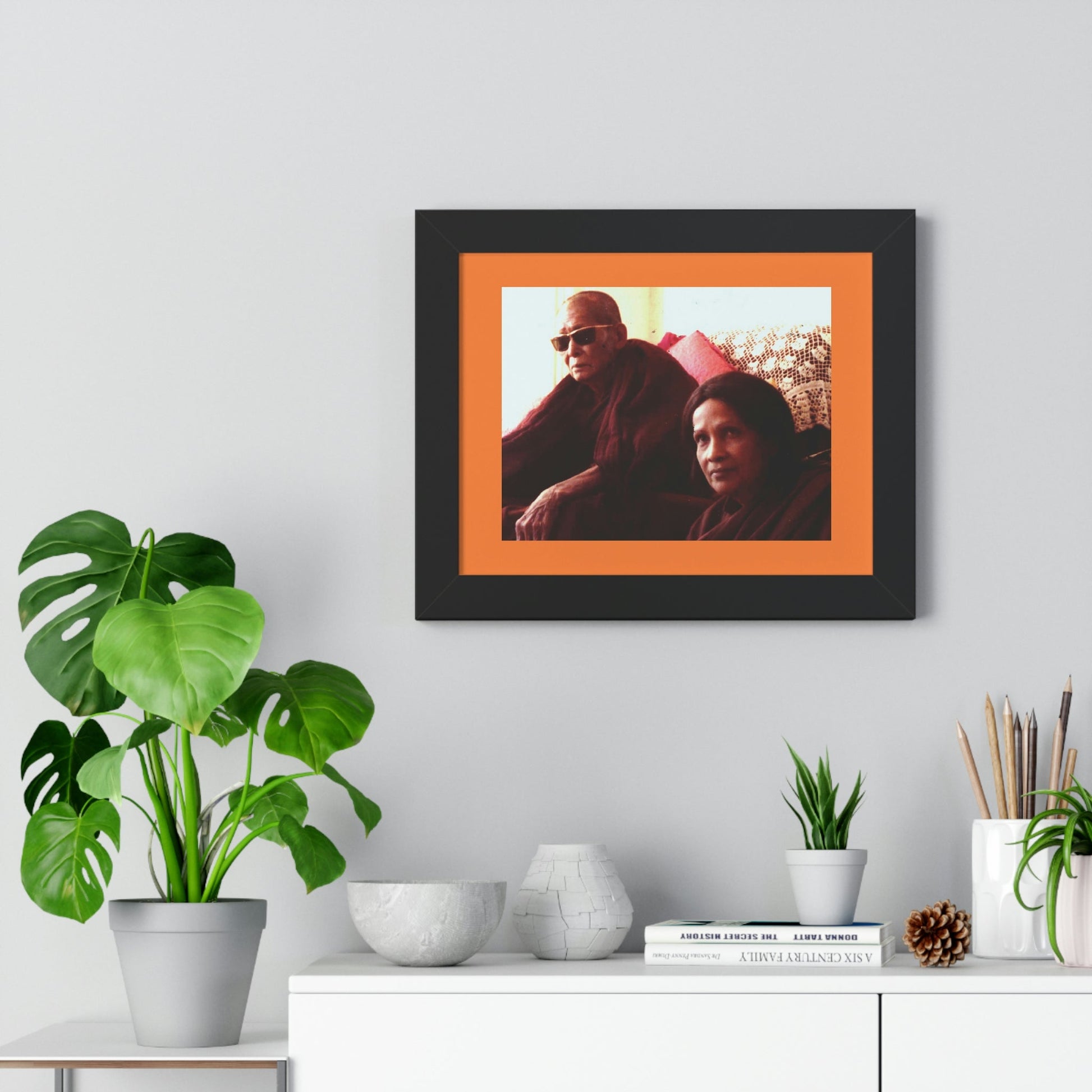 Buddhism -Framed Horizontal Poster - Fully Realized (Arhant) Buddhist Monk - Venerable Taungpulu Sayadaw of Burma - with Rina Sircar at TKAM CA - Print in USA - Green Forest Home