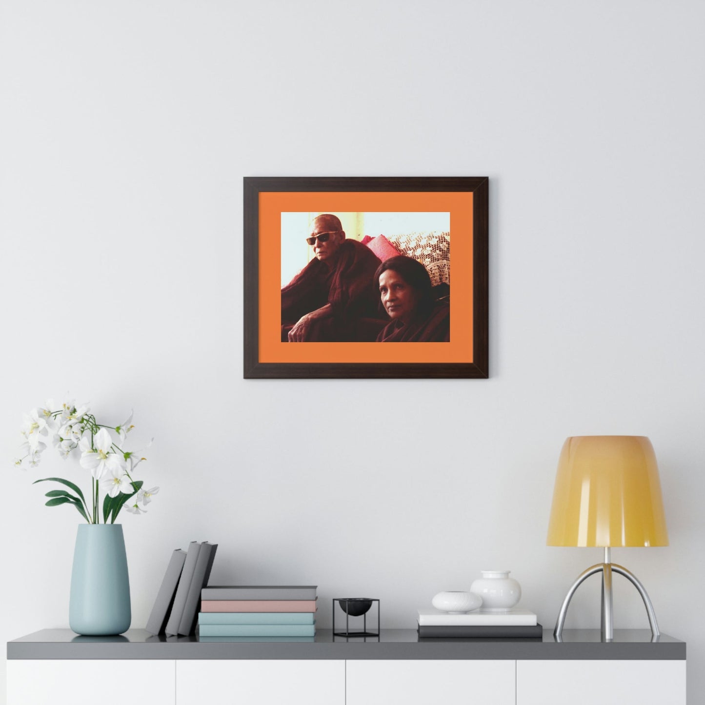 Buddhism -Framed Horizontal Poster - Fully Realized (Arhant) Buddhist Monk - Venerable Taungpulu Sayadaw of Burma - with Rina Sircar at TKAM CA - Print in USA - Green Forest Home