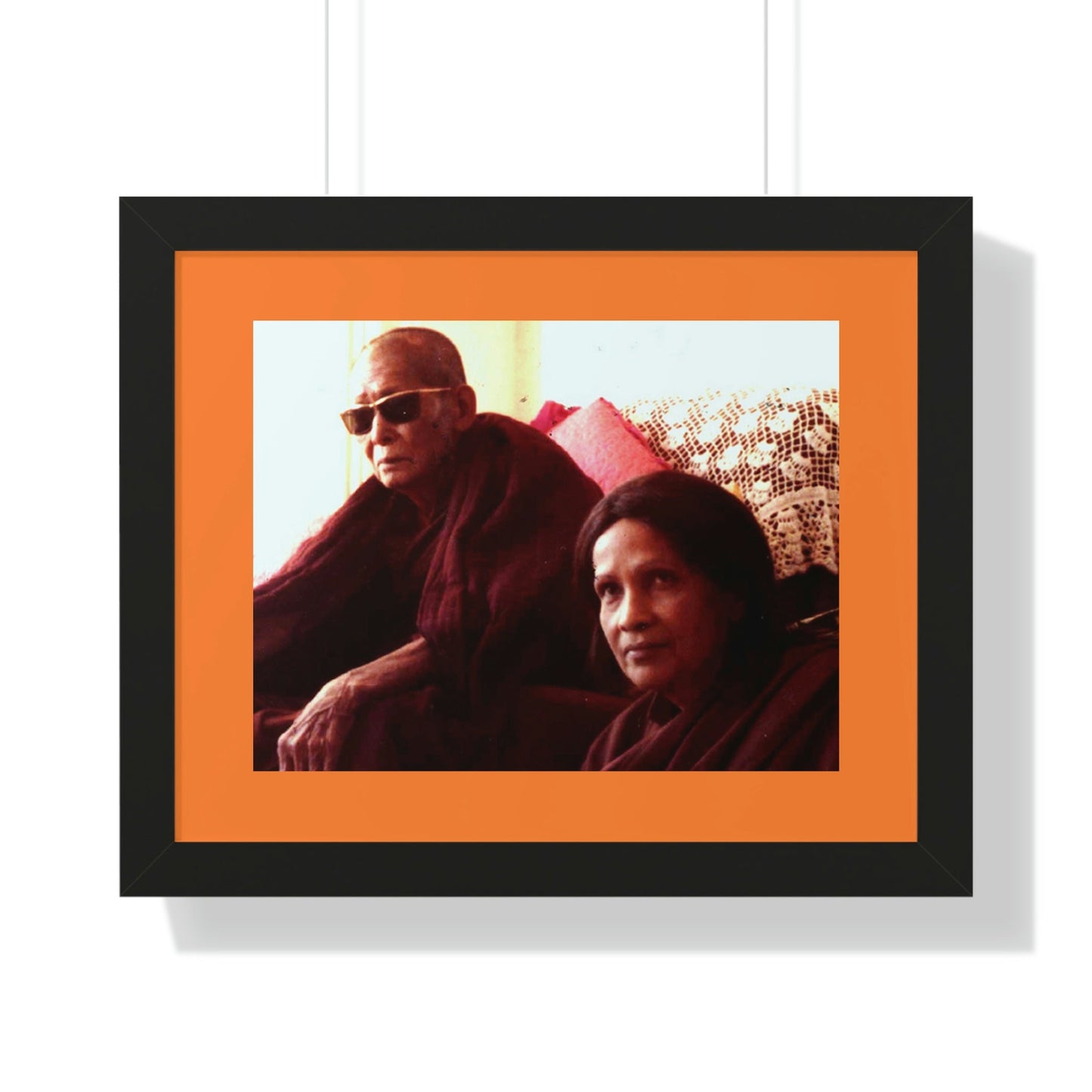 Buddhism -Framed Horizontal Poster - Fully Realized (Arhant) Buddhist Monk - Venerable Taungpulu Sayadaw of Burma - with Rina Sircar at TKAM CA - Print in USA - Green Forest Home