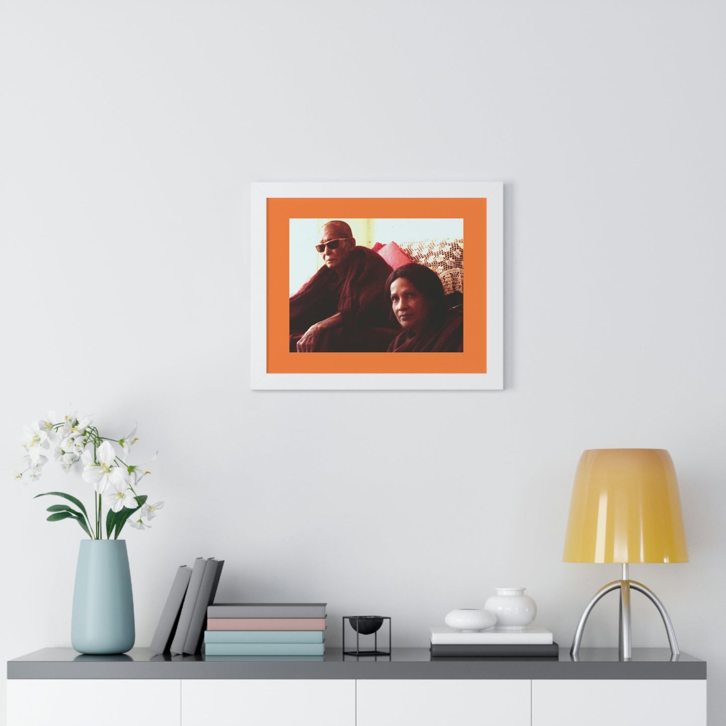 Buddhism -Framed Horizontal Poster - Fully Realized (Arhant) Buddhist Monk - Venerable Taungpulu Sayadaw of Burma - with Rina Sircar at TKAM CA - Print in USA - Green Forest Home