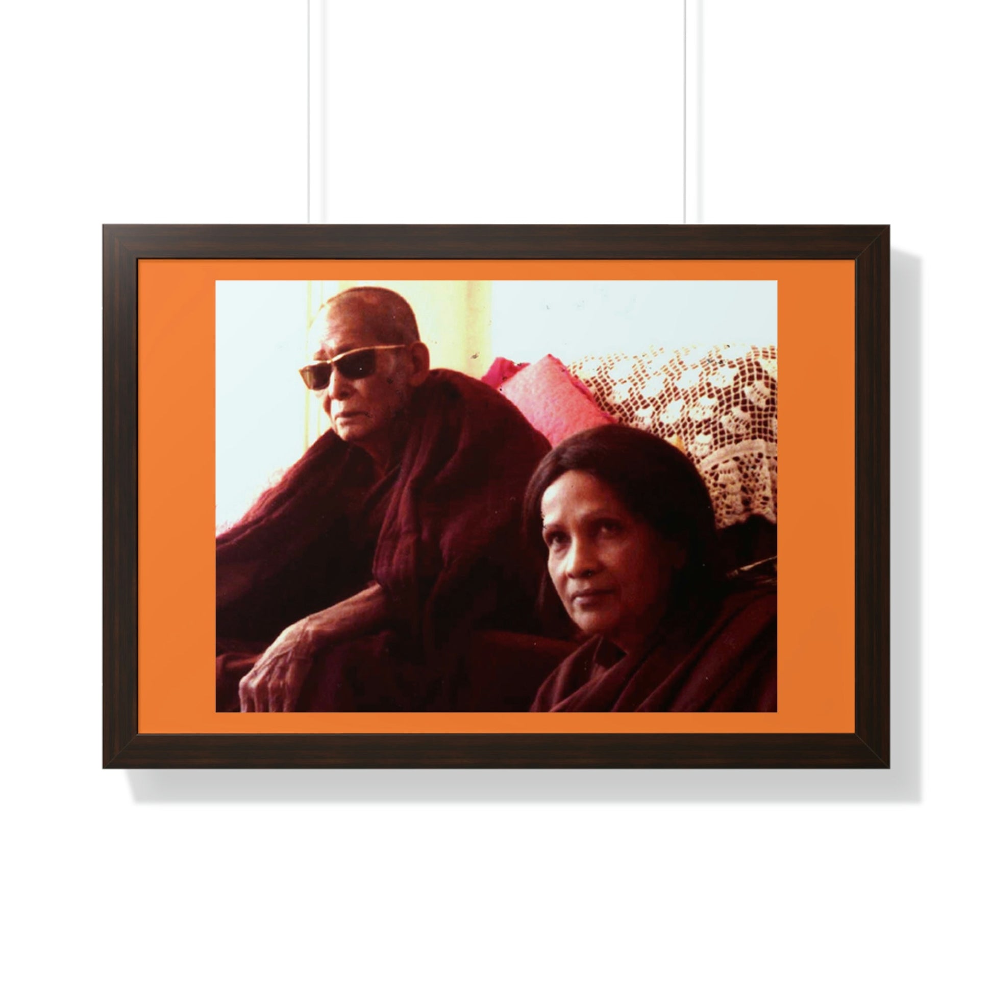 Buddhism -Framed Horizontal Poster - Fully Realized (Arhant) Buddhist Monk - Venerable Taungpulu Sayadaw of Burma - with Rina Sircar at TKAM CA - Print in USA - Green Forest Home