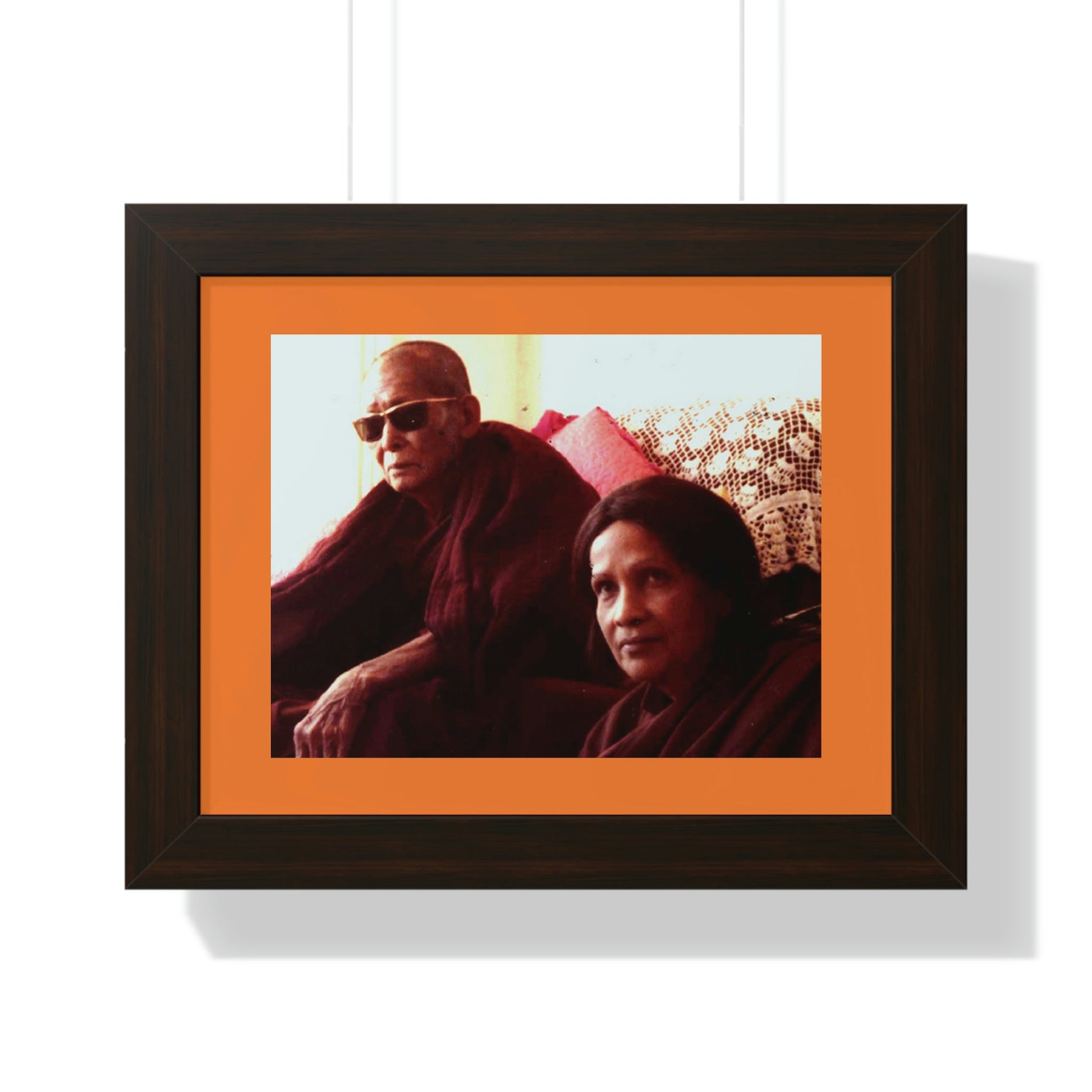 Buddhism -Framed Horizontal Poster - Fully Realized (Arhant) Buddhist Monk - Venerable Taungpulu Sayadaw of Burma - with Rina Sircar at TKAM CA - Print in USA - Green Forest Home