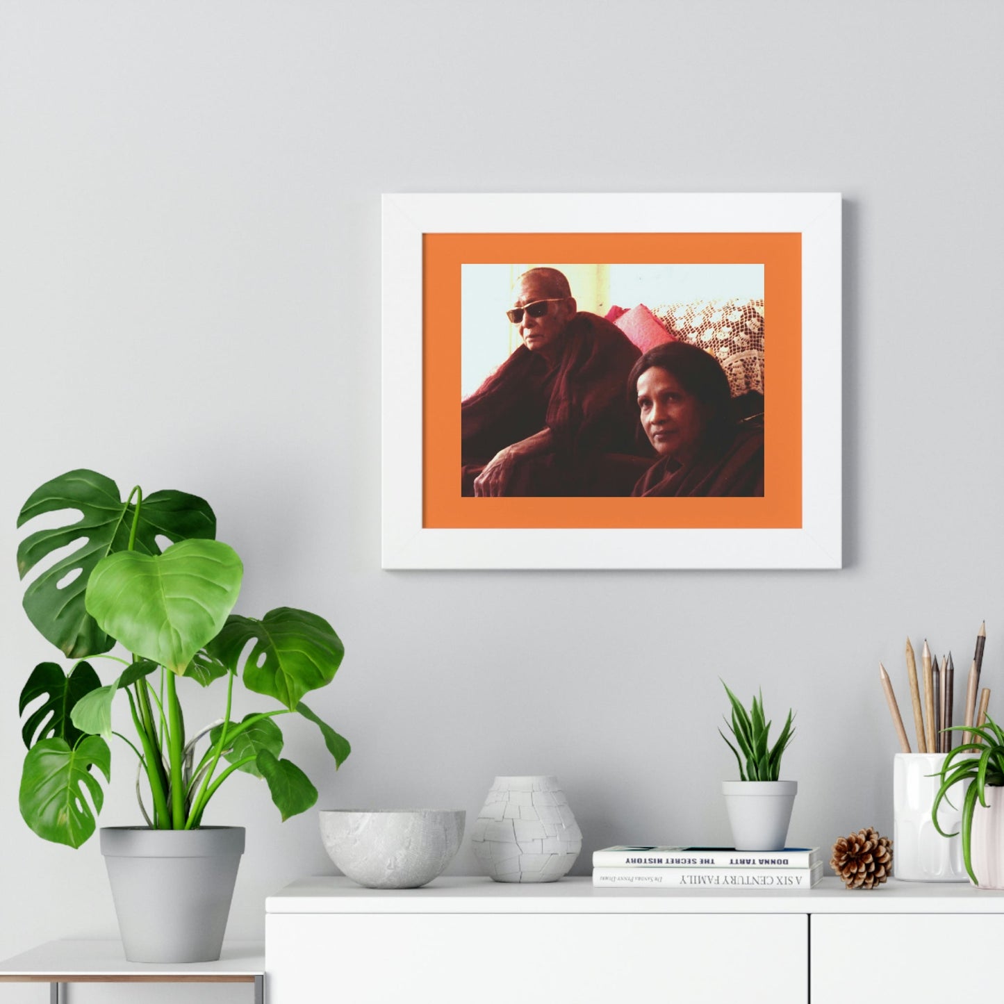 Buddhism -Framed Horizontal Poster - Fully Realized (Arhant) Buddhist Monk - Venerable Taungpulu Sayadaw of Burma - with Rina Sircar at TKAM CA - Print in USA - Green Forest Home