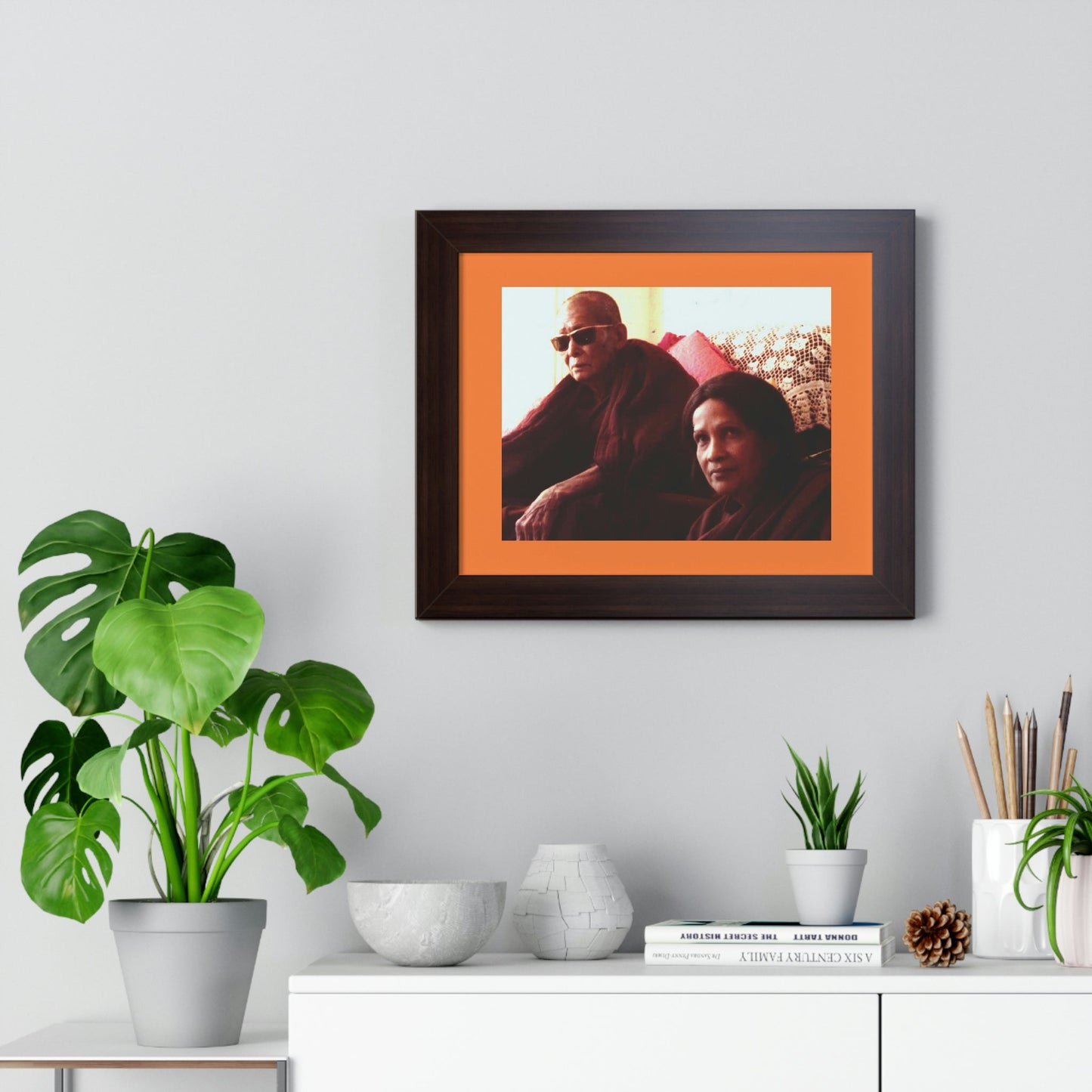 Buddhism -Framed Horizontal Poster - Fully Realized (Arhant) Buddhist Monk - Venerable Taungpulu Sayadaw of Burma - with Rina Sircar at TKAM CA - Print in USA - Green Forest Home