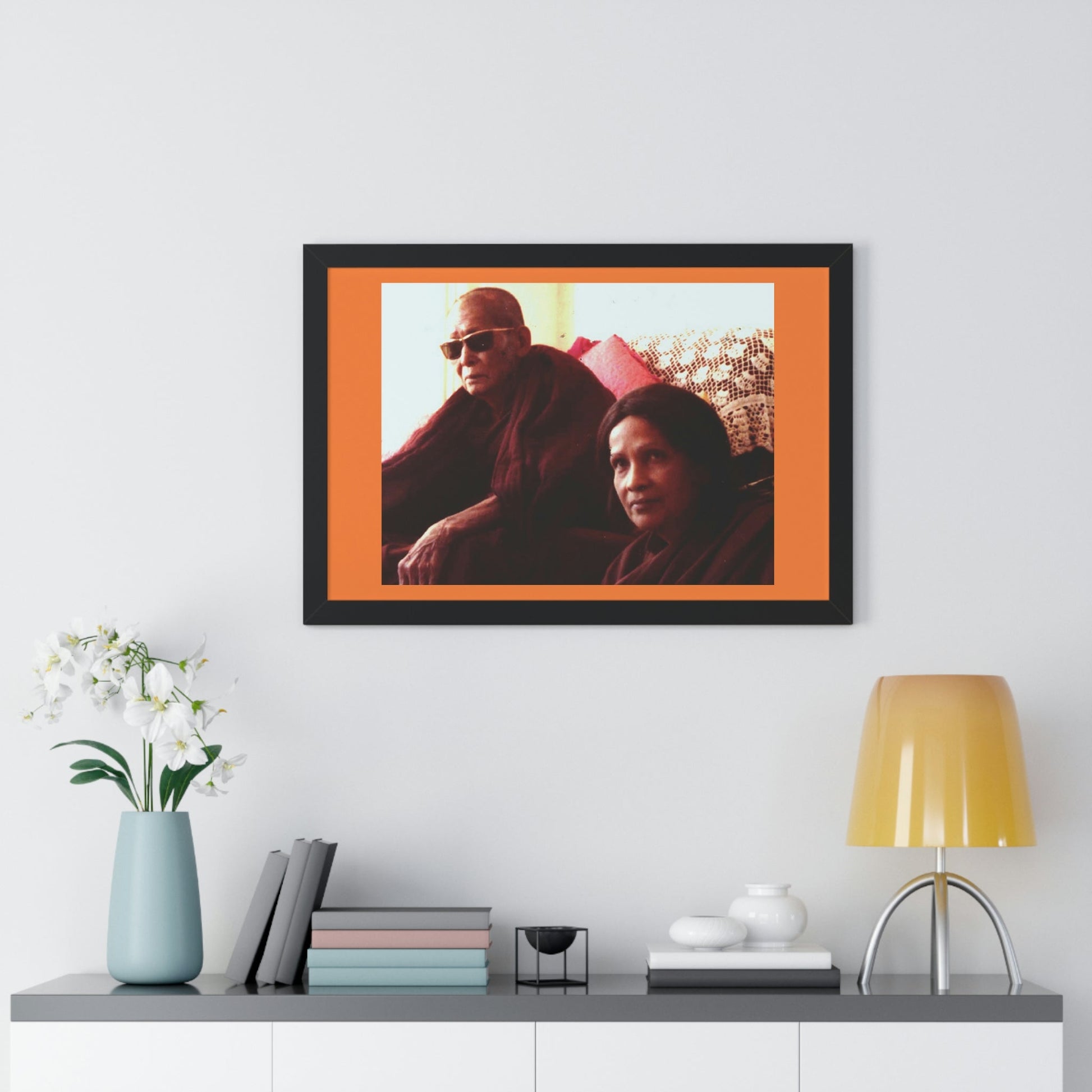 Buddhism -Framed Horizontal Poster - Fully Realized (Arhant) Buddhist Monk - Venerable Taungpulu Sayadaw of Burma - with Rina Sircar at TKAM CA - Print in USA - Green Forest Home