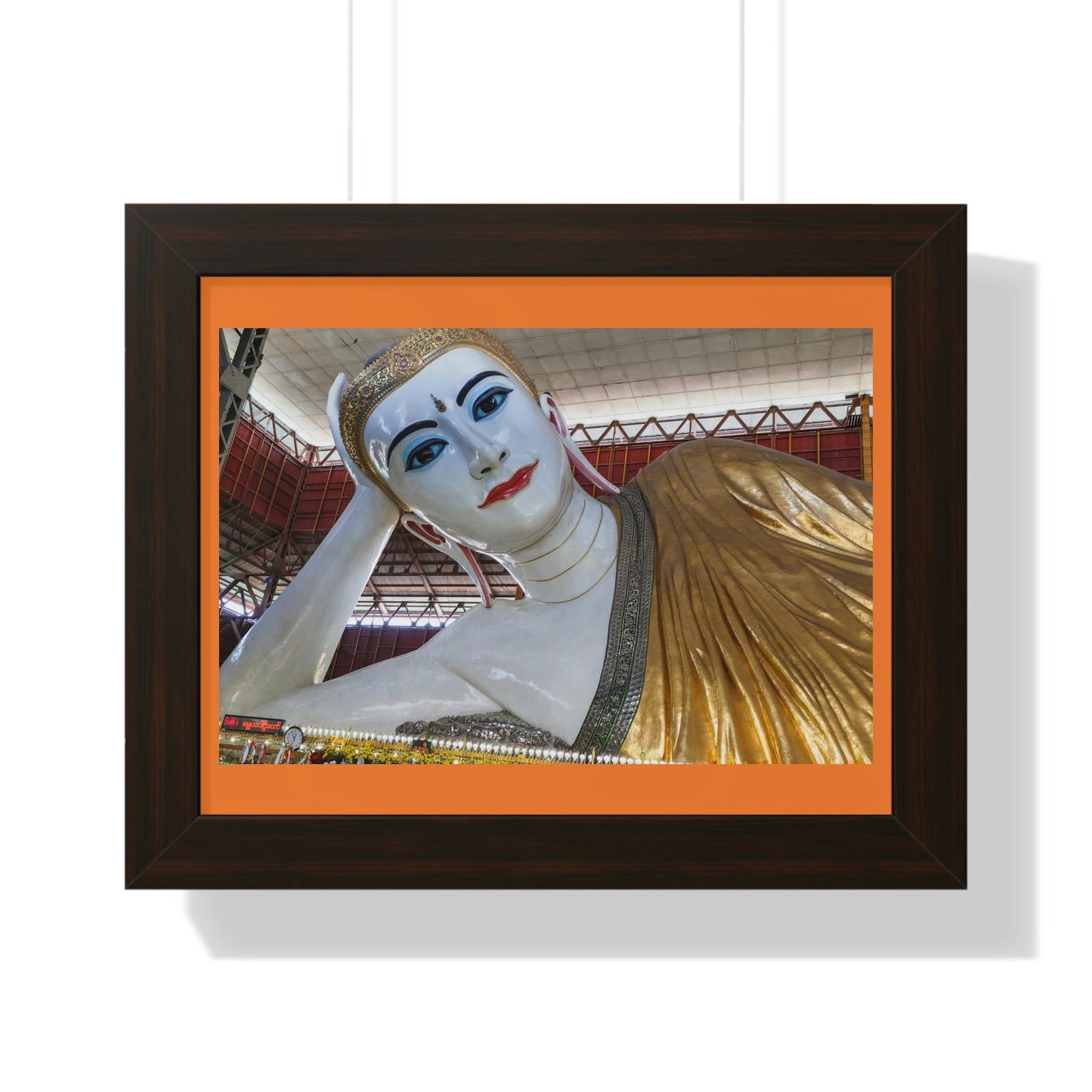 Buddhism -Framed Horizontal Poster - Myanmar Burma, Yangon. Big Reclining Buddha in Kyauk Htat Gyi - Print in USA - Green Forest Home