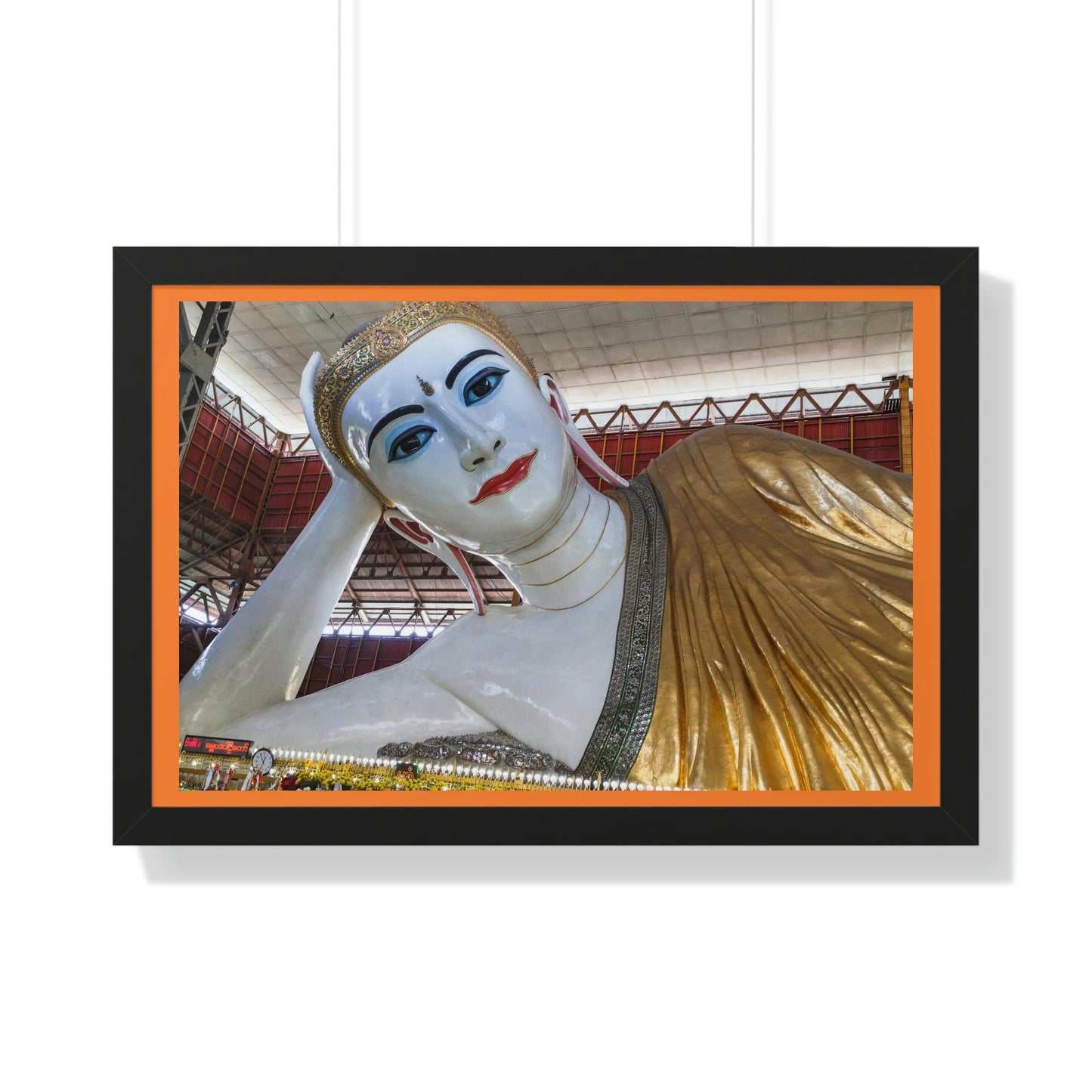 Buddhism -Framed Horizontal Poster - Myanmar Burma, Yangon. Big Reclining Buddha in Kyauk Htat Gyi - Print in USA - Green Forest Home