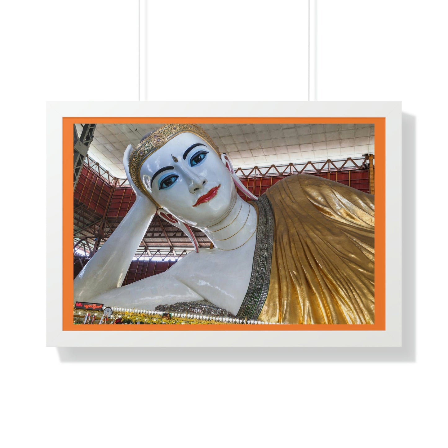 Buddhism -Framed Horizontal Poster - Myanmar Burma, Yangon. Big Reclining Buddha in Kyauk Htat Gyi - Print in USA - Green Forest Home