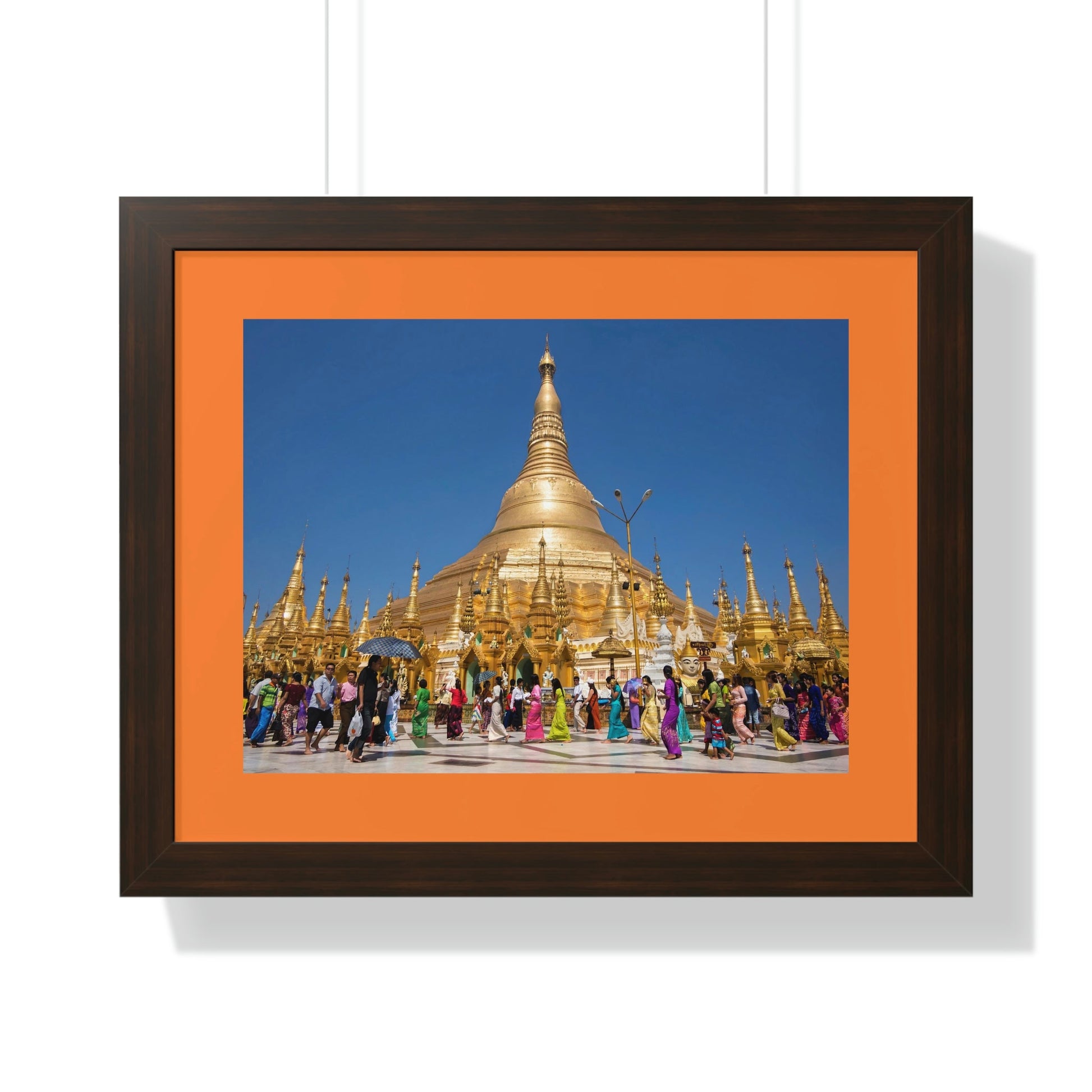 Buddhism -Framed Horizontal Poster - The 2,500 years old Shwedagon Pagoda, enshrines strands of Buddha's hair and other holy relics - Burma - Print in USA - Green Forest Home