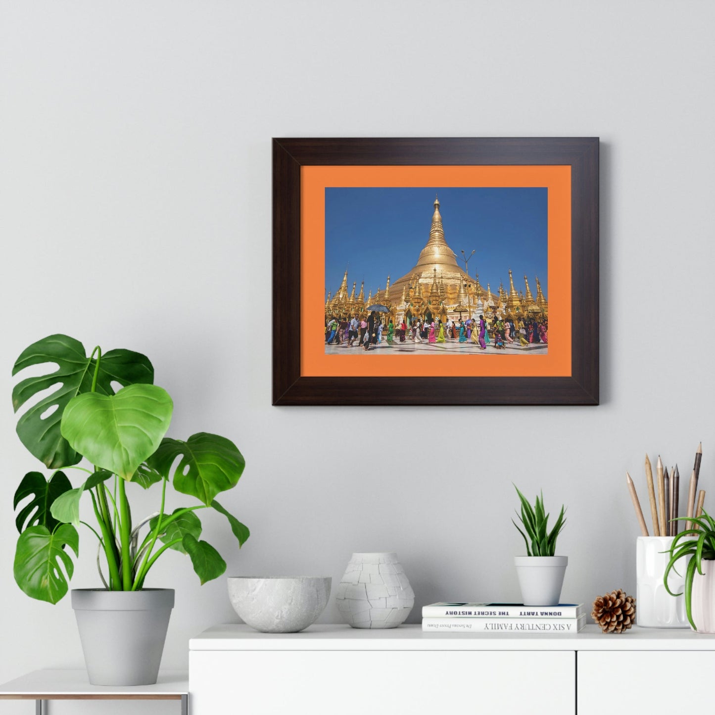 Buddhism -Framed Horizontal Poster - The 2,500 years old Shwedagon Pagoda, enshrines strands of Buddha's hair and other holy relics - Burma - Print in USA - Green Forest Home