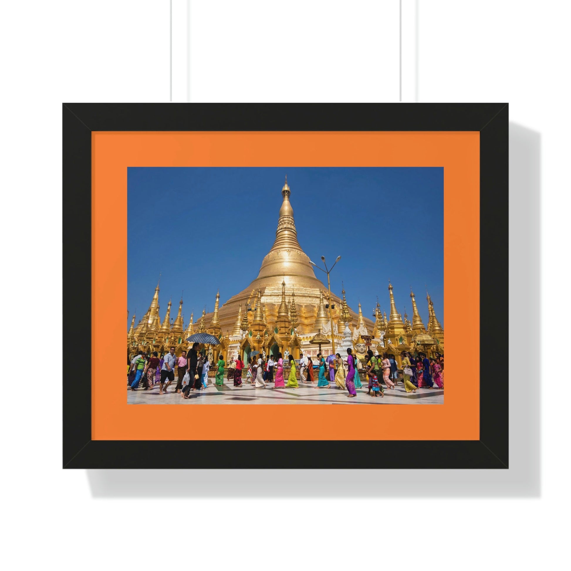 Buddhism -Framed Horizontal Poster - The 2,500 years old Shwedagon Pagoda, enshrines strands of Buddha's hair and other holy relics - Burma - Print in USA - Green Forest Home