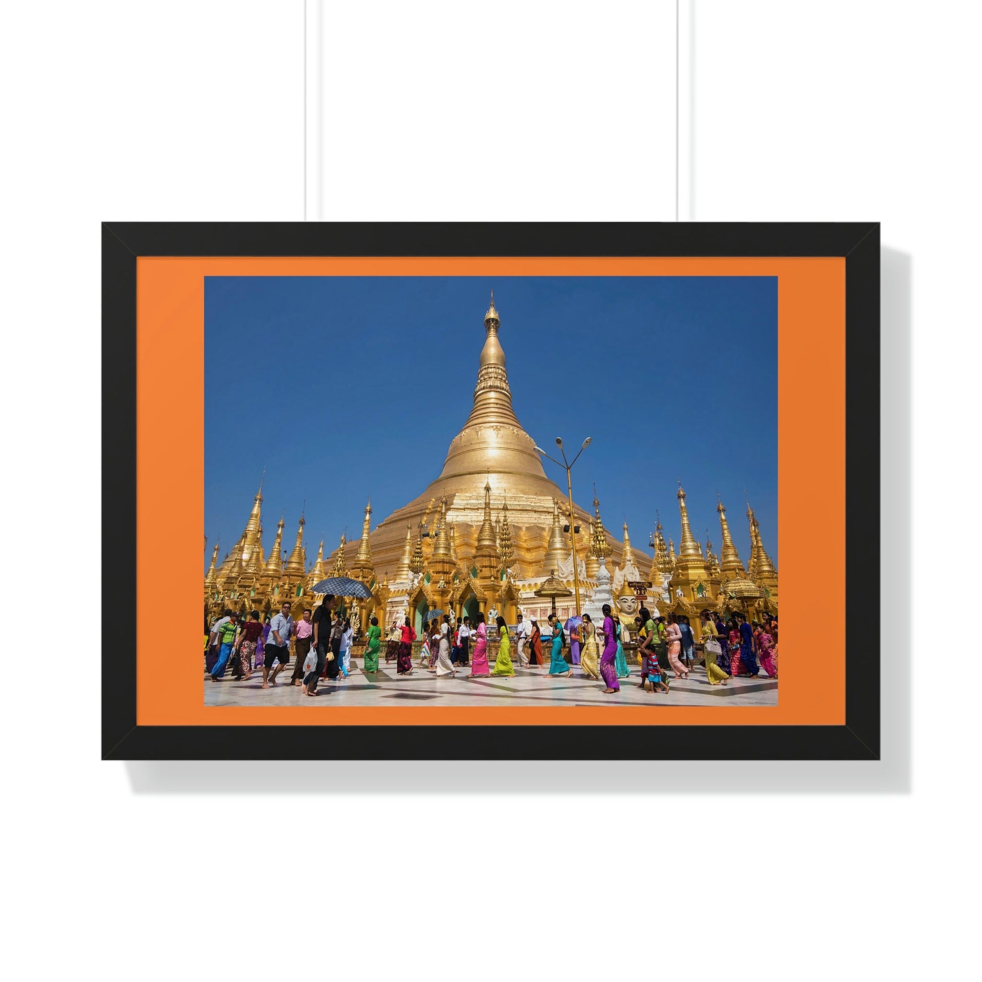 Buddhism -Framed Horizontal Poster - The 2,500 years old Shwedagon Pagoda, enshrines strands of Buddha's hair and other holy relics - Burma - Print in USA - Green Forest Home