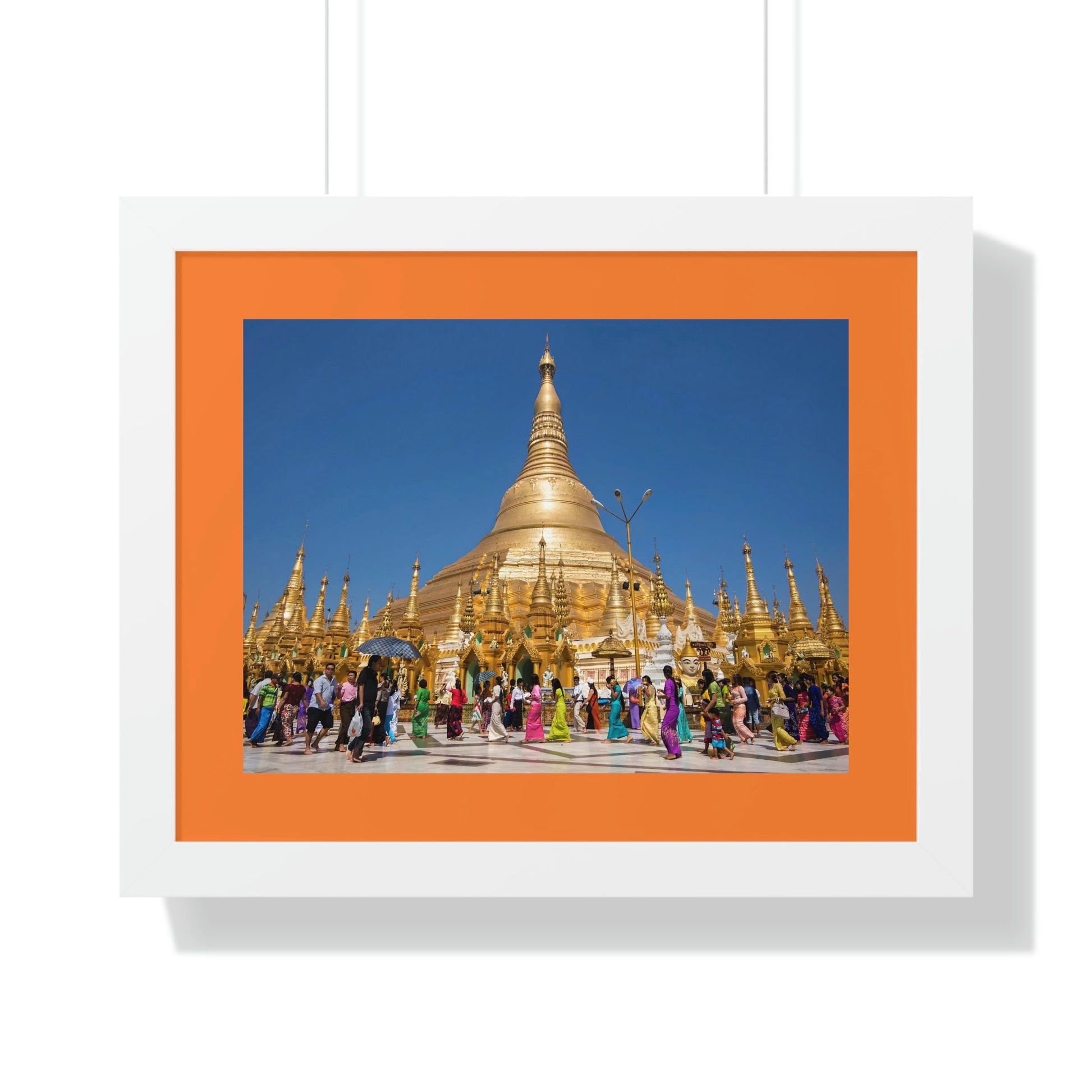 Buddhism -Framed Horizontal Poster - The 2,500 years old Shwedagon Pagoda, enshrines strands of Buddha's hair and other holy relics - Burma - Print in USA - Green Forest Home