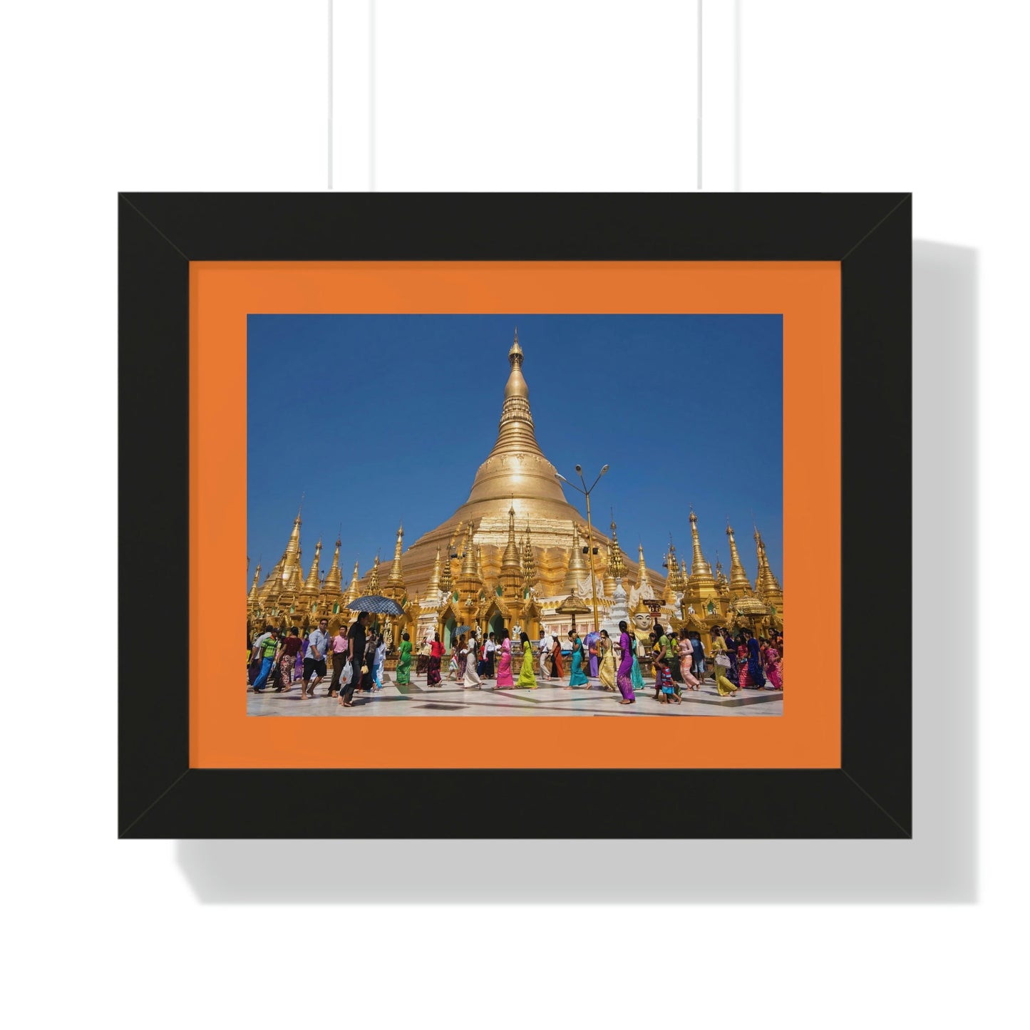 Buddhism -Framed Horizontal Poster - The 2,500 years old Shwedagon Pagoda, enshrines strands of Buddha's hair and other holy relics - Burma - Print in USA - Green Forest Home