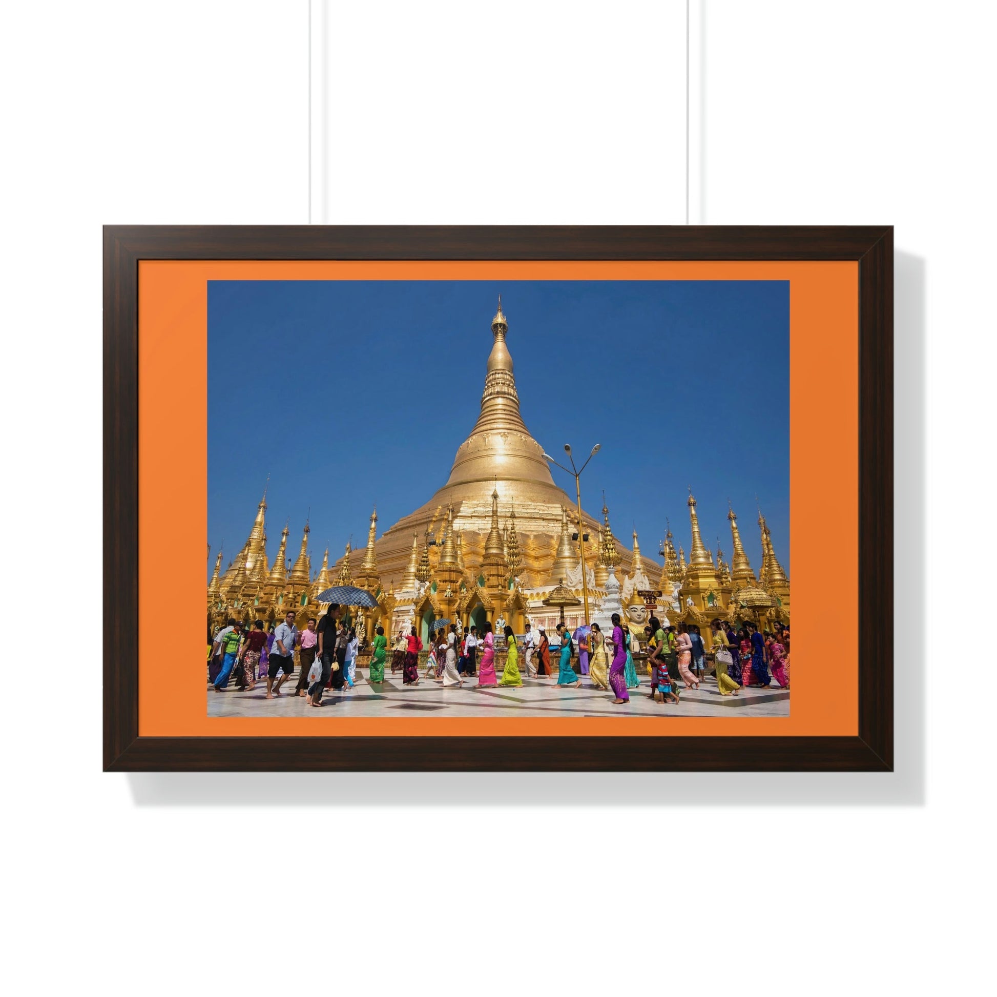 Buddhism -Framed Horizontal Poster - The 2,500 years old Shwedagon Pagoda, enshrines strands of Buddha's hair and other holy relics - Burma - Print in USA - Green Forest Home