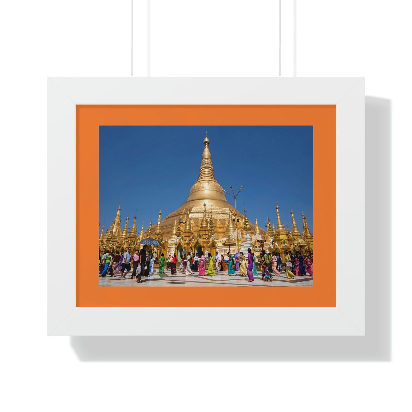 Buddhism -Framed Horizontal Poster - The 2,500 years old Shwedagon Pagoda, enshrines strands of Buddha's hair and other holy relics - Burma - Print in USA - Green Forest Home