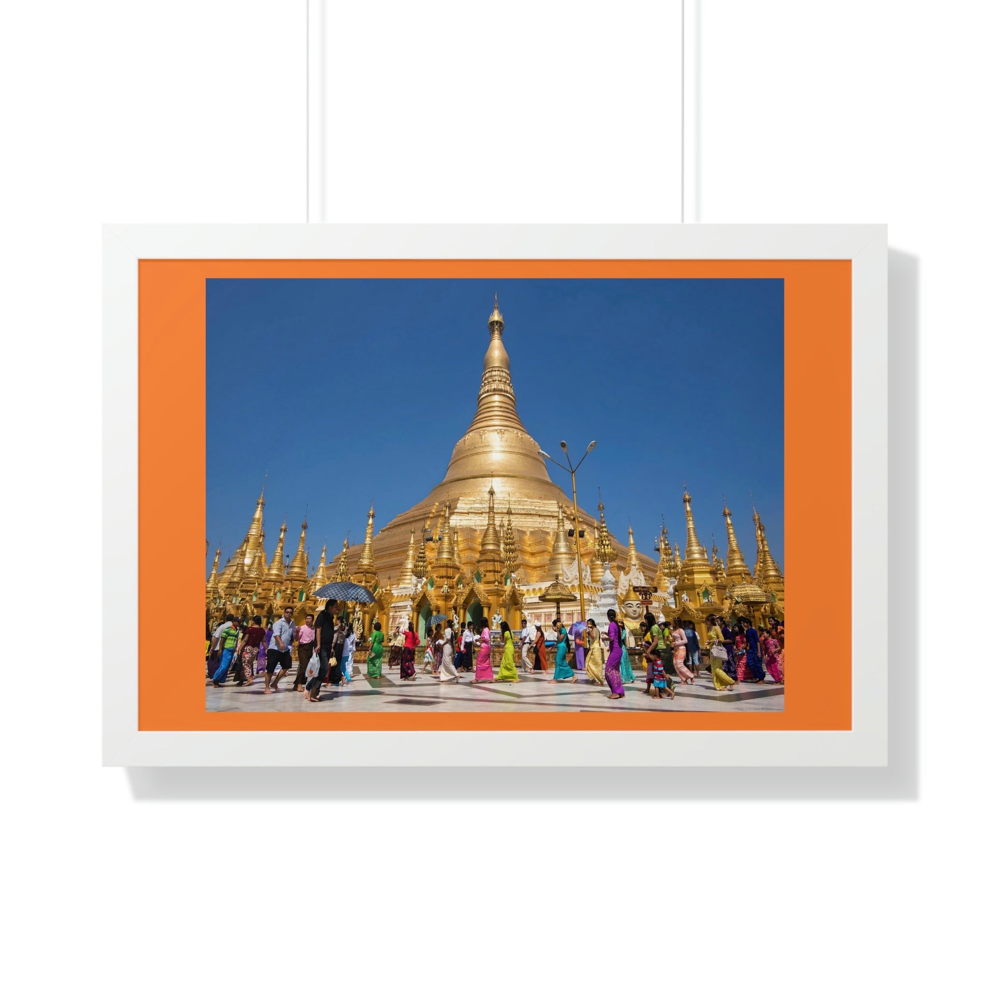 Buddhism -Framed Horizontal Poster - The 2,500 years old Shwedagon Pagoda, enshrines strands of Buddha's hair and other holy relics - Burma - Print in USA - Green Forest Home