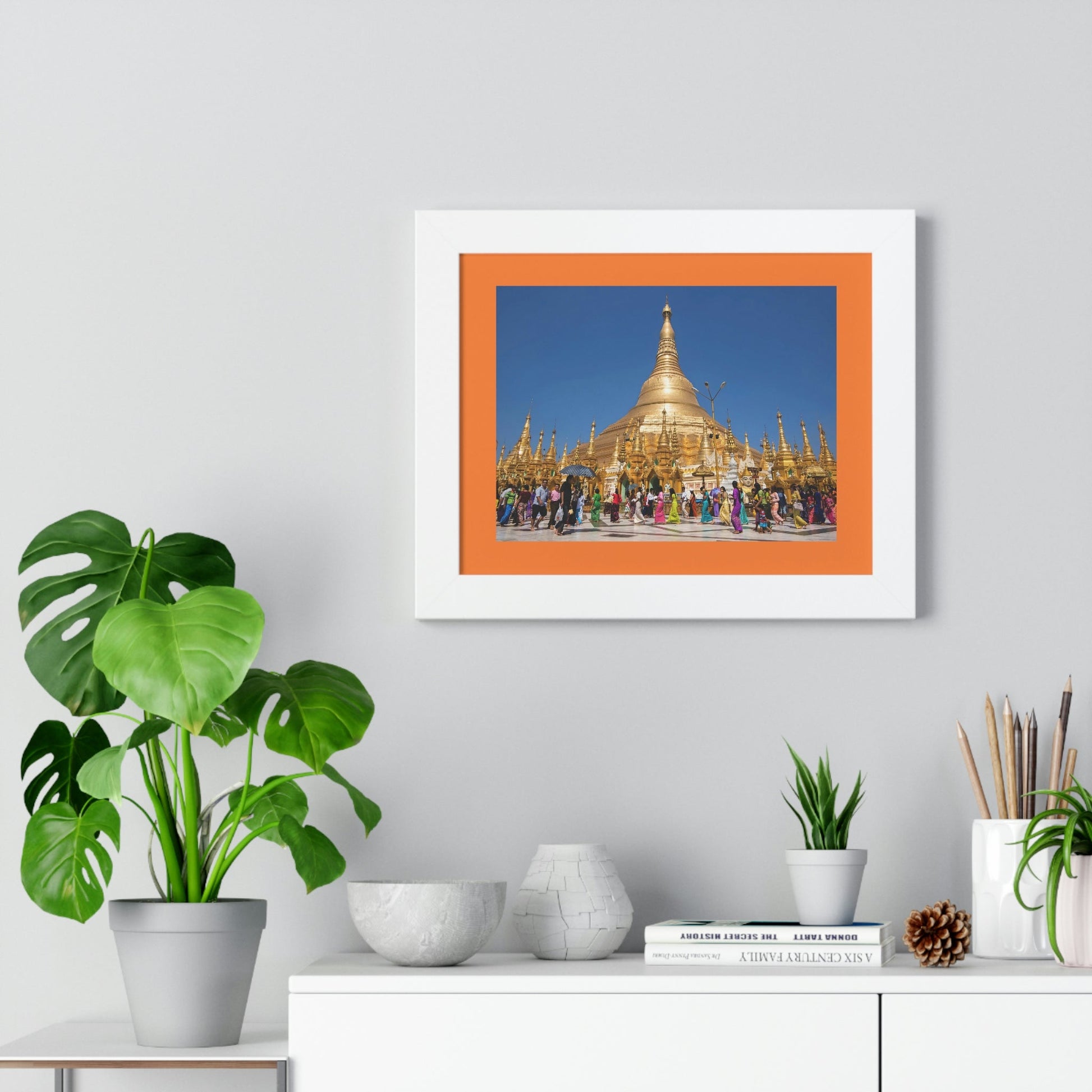 Buddhism -Framed Horizontal Poster - The 2,500 years old Shwedagon Pagoda, enshrines strands of Buddha's hair and other holy relics - Burma - Print in USA - Green Forest Home