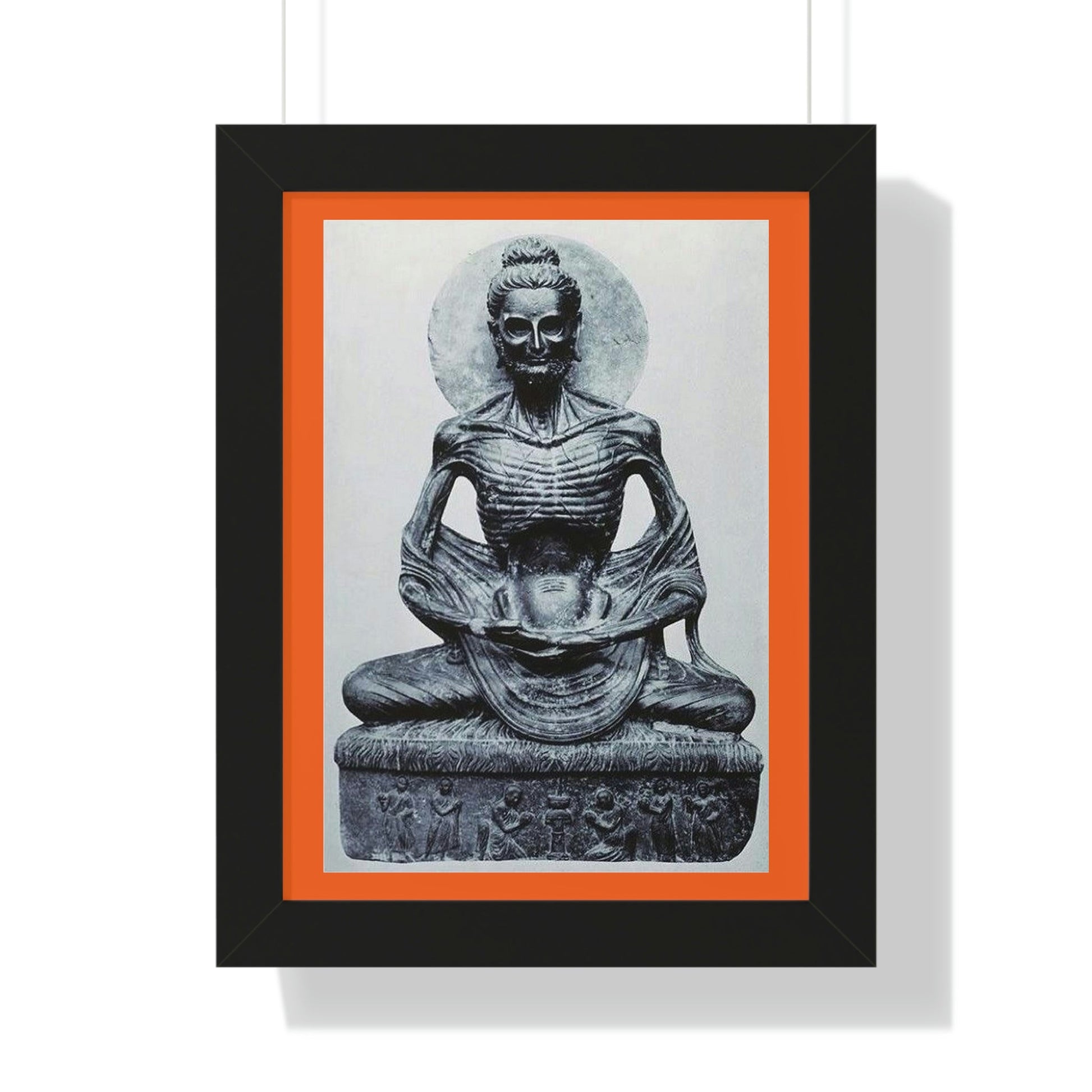 Buddhism - Framed Vertical Poster - Buddha in his Ascetic Practices - Fasting & Concentration - India - Print in USA - Green Forest Home