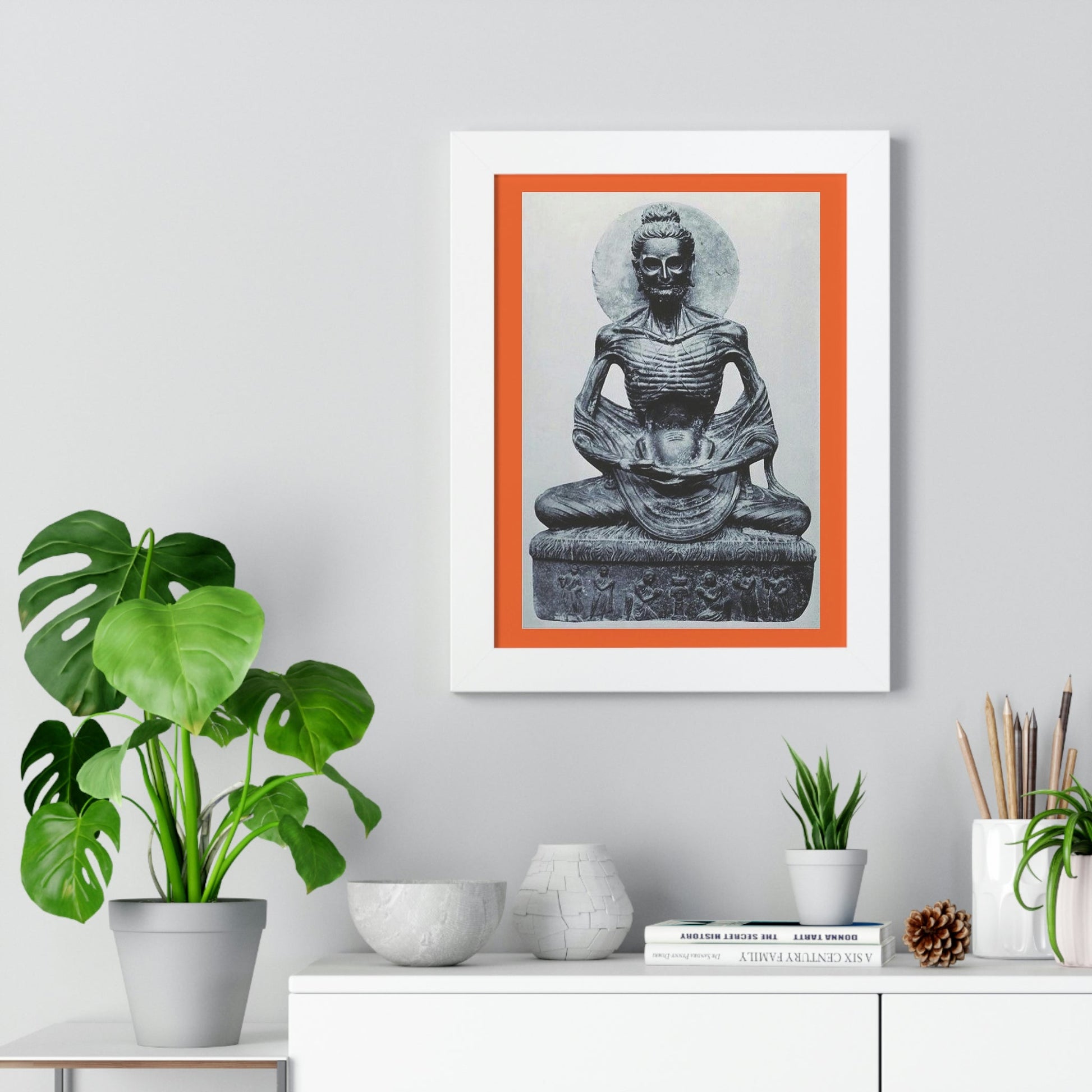 Buddhism - Framed Vertical Poster - Buddha in his Ascetic Practices - Fasting & Concentration - India - Print in USA - Green Forest Home