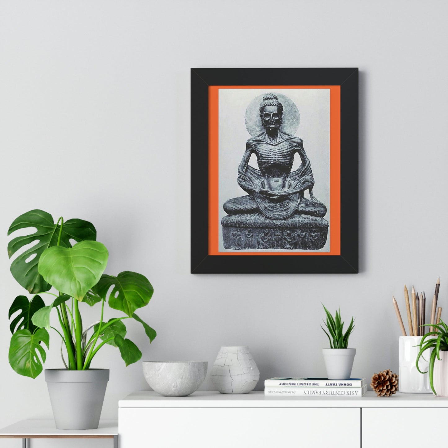 Buddhism - Framed Vertical Poster - Buddha in his Ascetic Practices - Fasting & Concentration - India - Print in USA - Green Forest Home