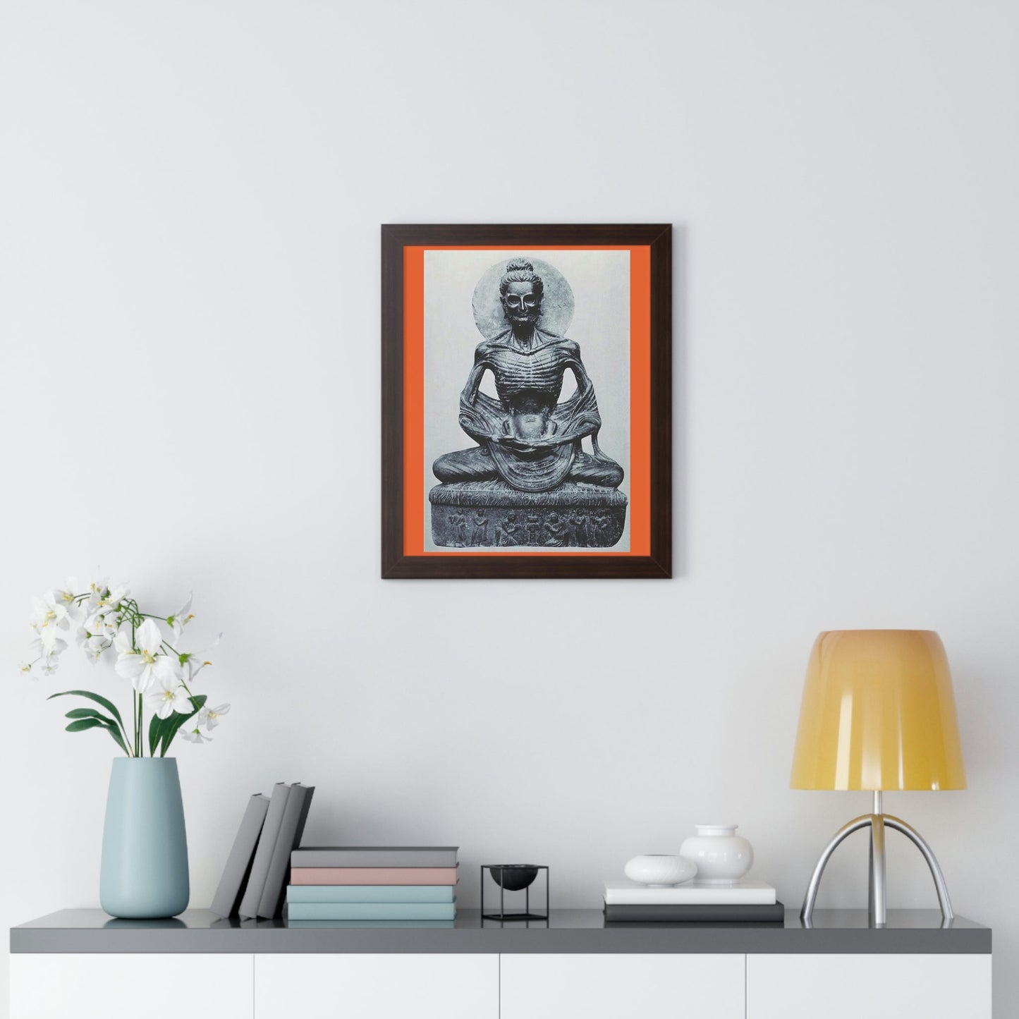 Buddhism - Framed Vertical Poster - Buddha in his Ascetic Practices - Fasting & Concentration - India - Print in USA - Green Forest Home