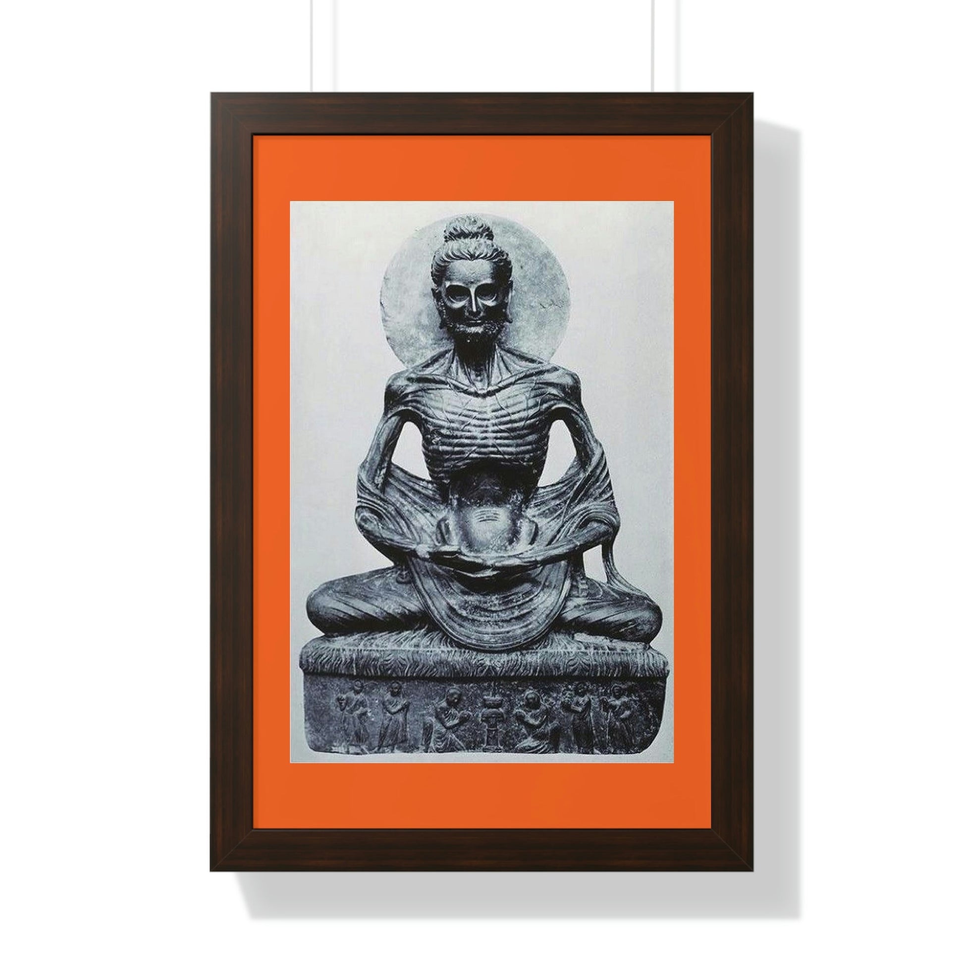 Buddhism - Framed Vertical Poster - Buddha in his Ascetic Practices - Fasting & Concentration - India - Print in USA - Green Forest Home