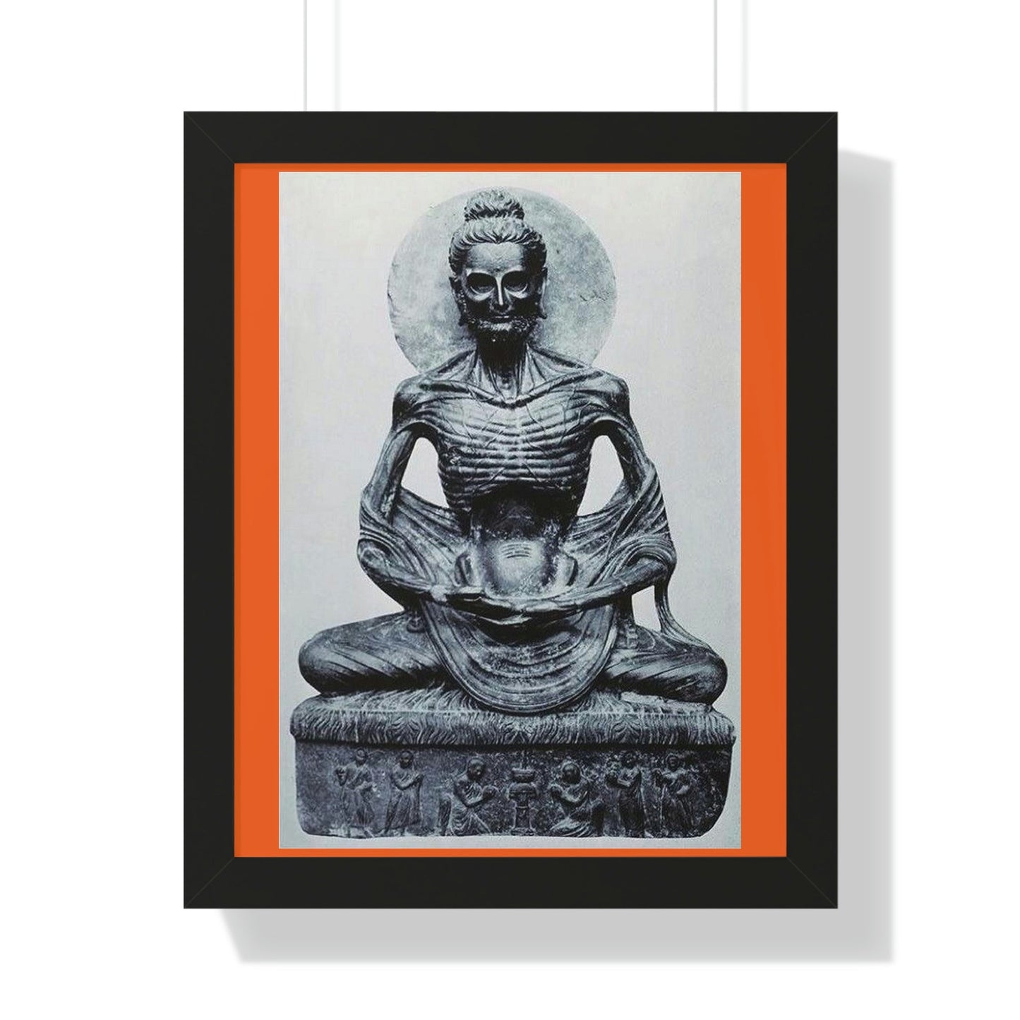 Buddhism - Framed Vertical Poster - Buddha in his Ascetic Practices - Fasting & Concentration - India - Print in USA - Green Forest Home