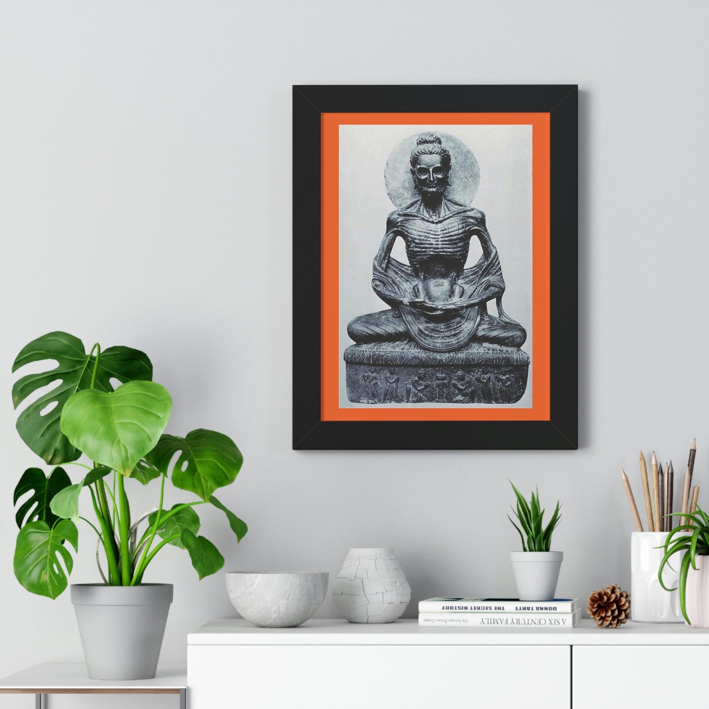 Buddhism - Framed Vertical Poster - Buddha in his Ascetic Practices - Fasting & Concentration - India - Print in USA - Green Forest Home