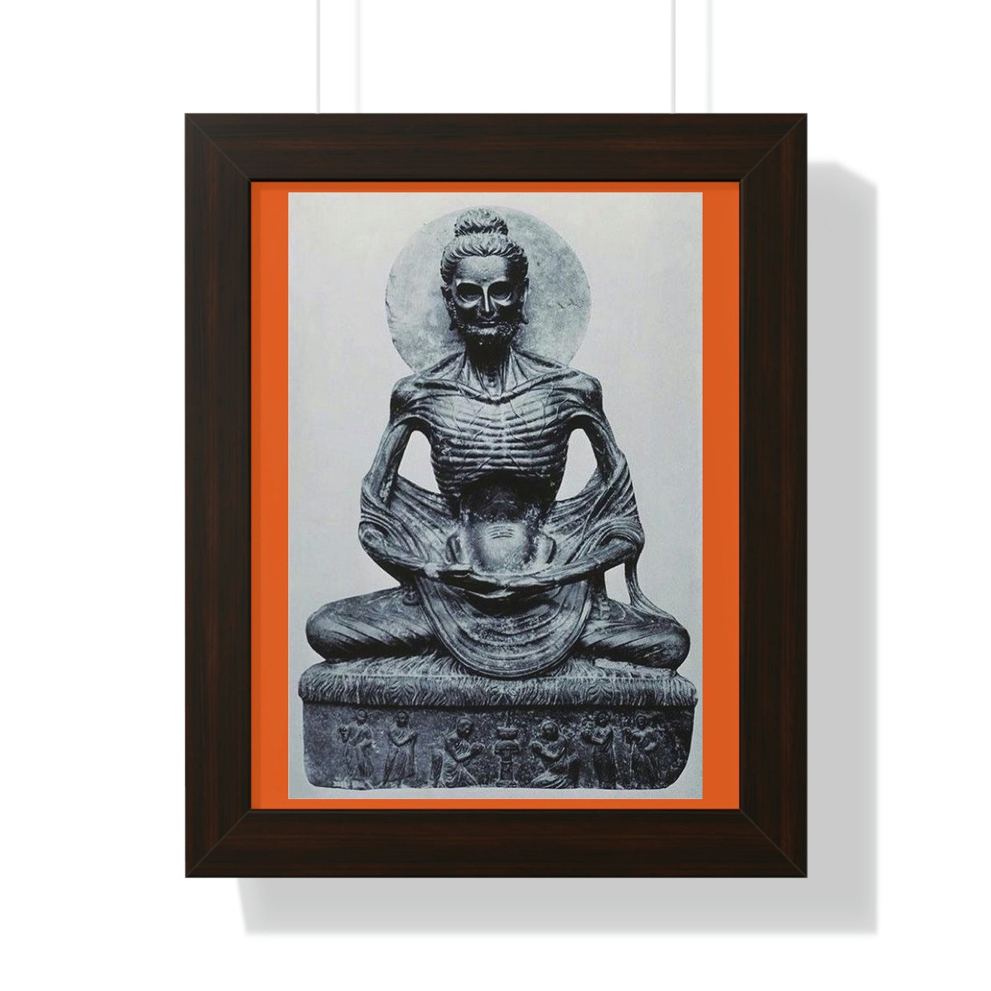 Buddhism - Framed Vertical Poster - Buddha in his Ascetic Practices - Fasting & Concentration - India - Print in USA - Green Forest Home