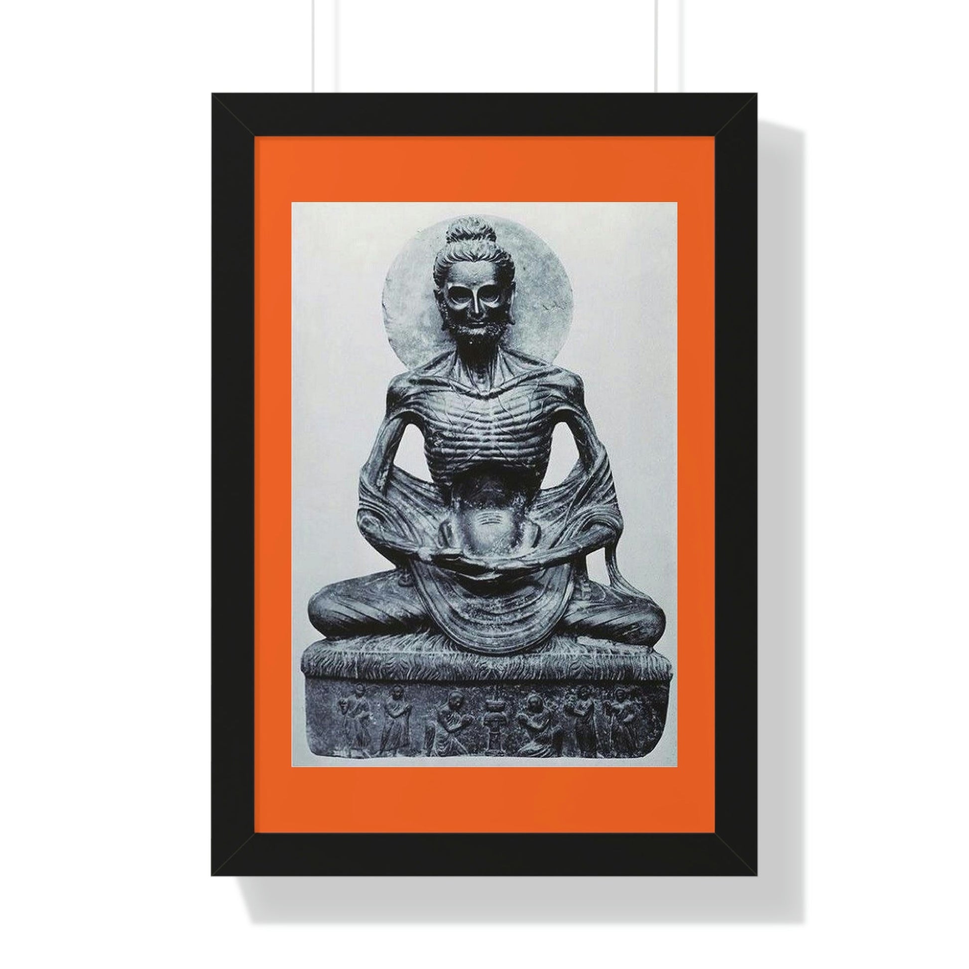 Buddhism - Framed Vertical Poster - Buddha in his Ascetic Practices - Fasting & Concentration - India - Print in USA - Green Forest Home