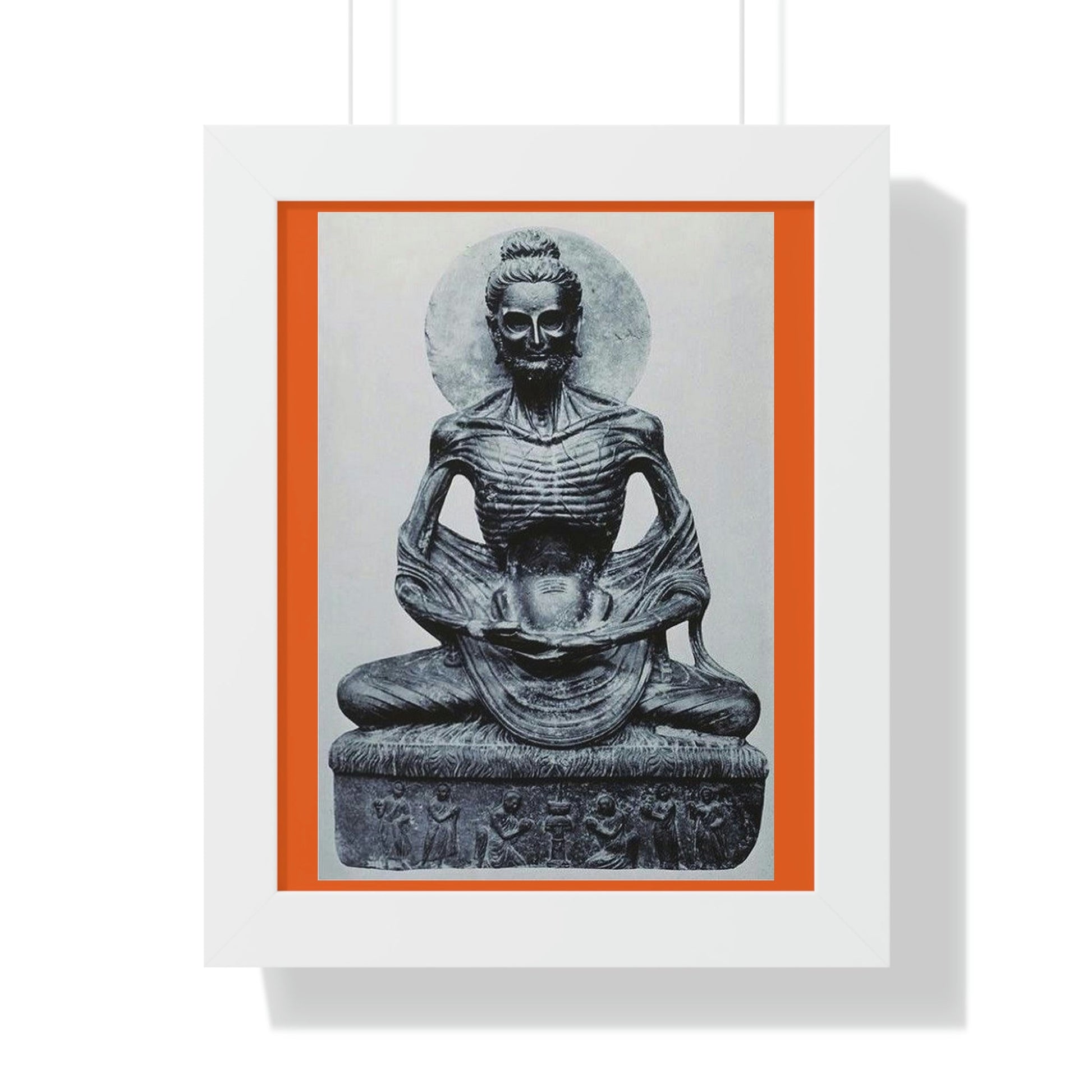 Buddhism - Framed Vertical Poster - Buddha in his Ascetic Practices - Fasting & Concentration - India - Print in USA - Green Forest Home