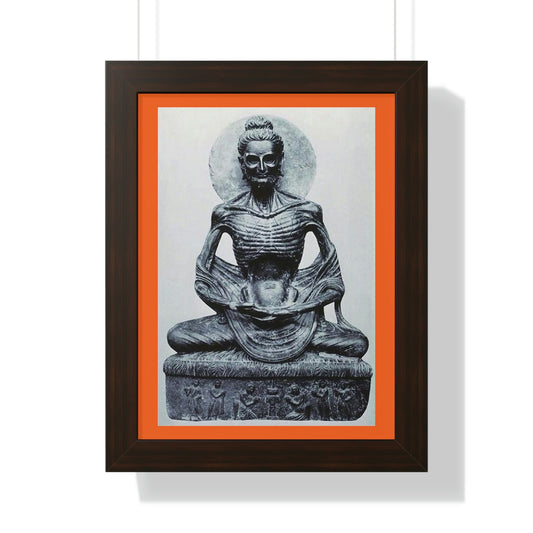 Buddhism - Framed Vertical Poster - Buddha in his Ascetic Practices - Fasting & Concentration - India - Print in USA - Green Forest Home