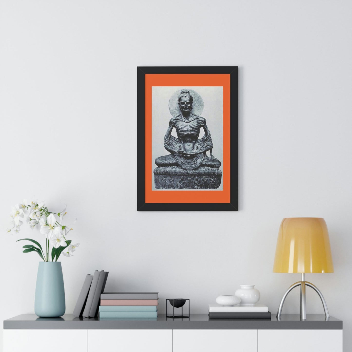 Buddhism - Framed Vertical Poster - Buddha in his Ascetic Practices - Fasting & Concentration - India - Print in USA - Green Forest Home