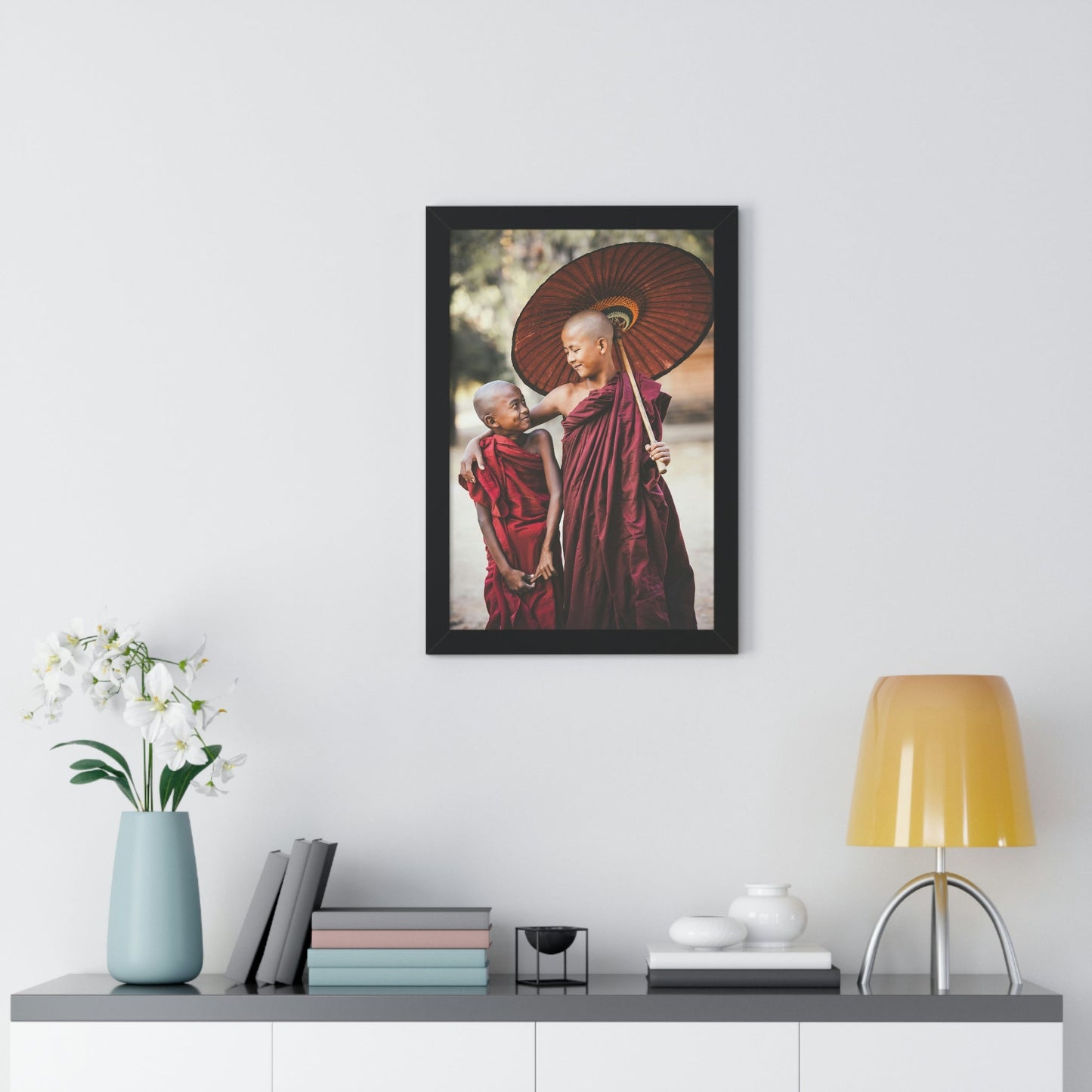 Buddhism - Framed Vertical Poster - Buddhist children novices - Thailand - Print in USA - Green Forest Home