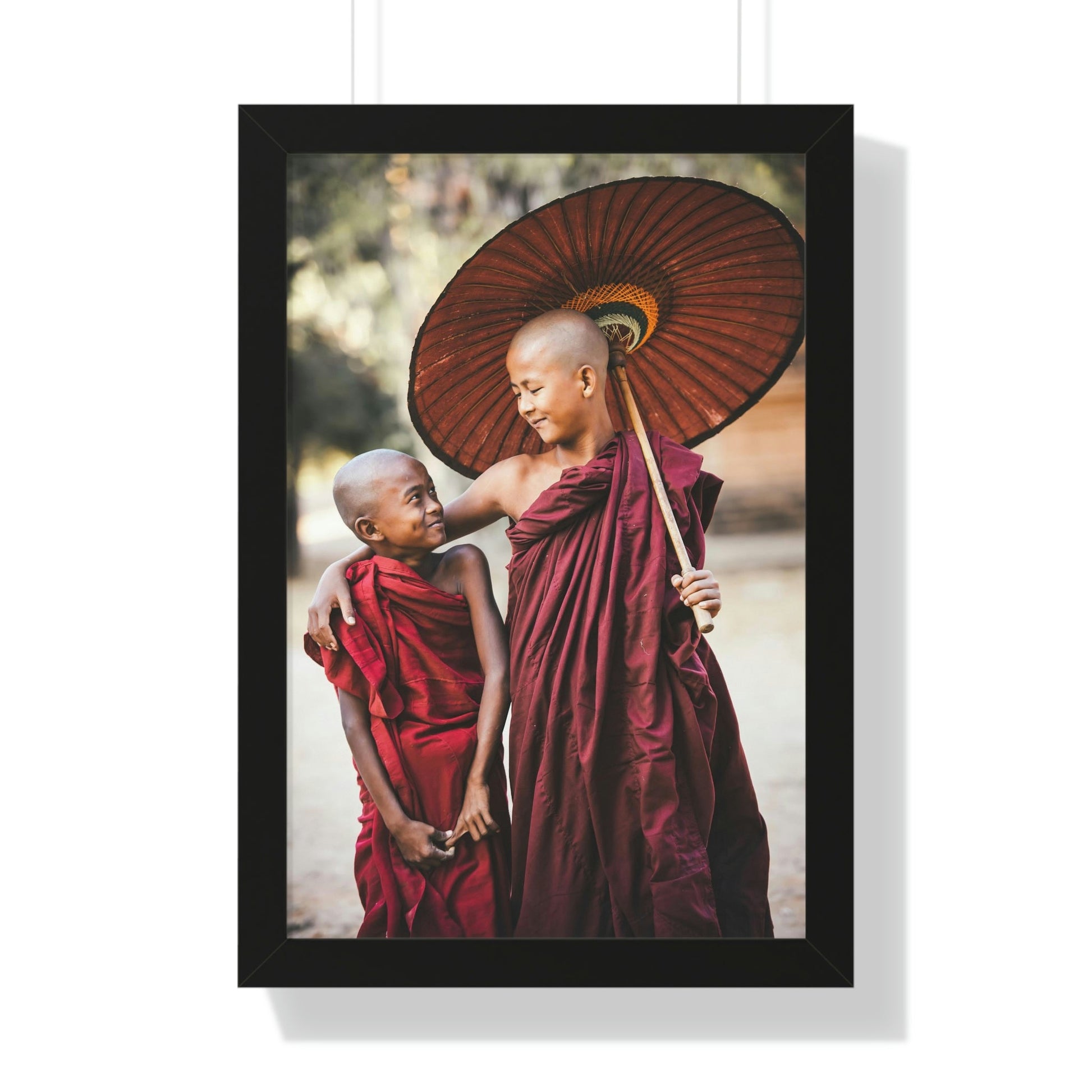 Buddhism - Framed Vertical Poster - Buddhist children novices - Thailand - Print in USA - Green Forest Home