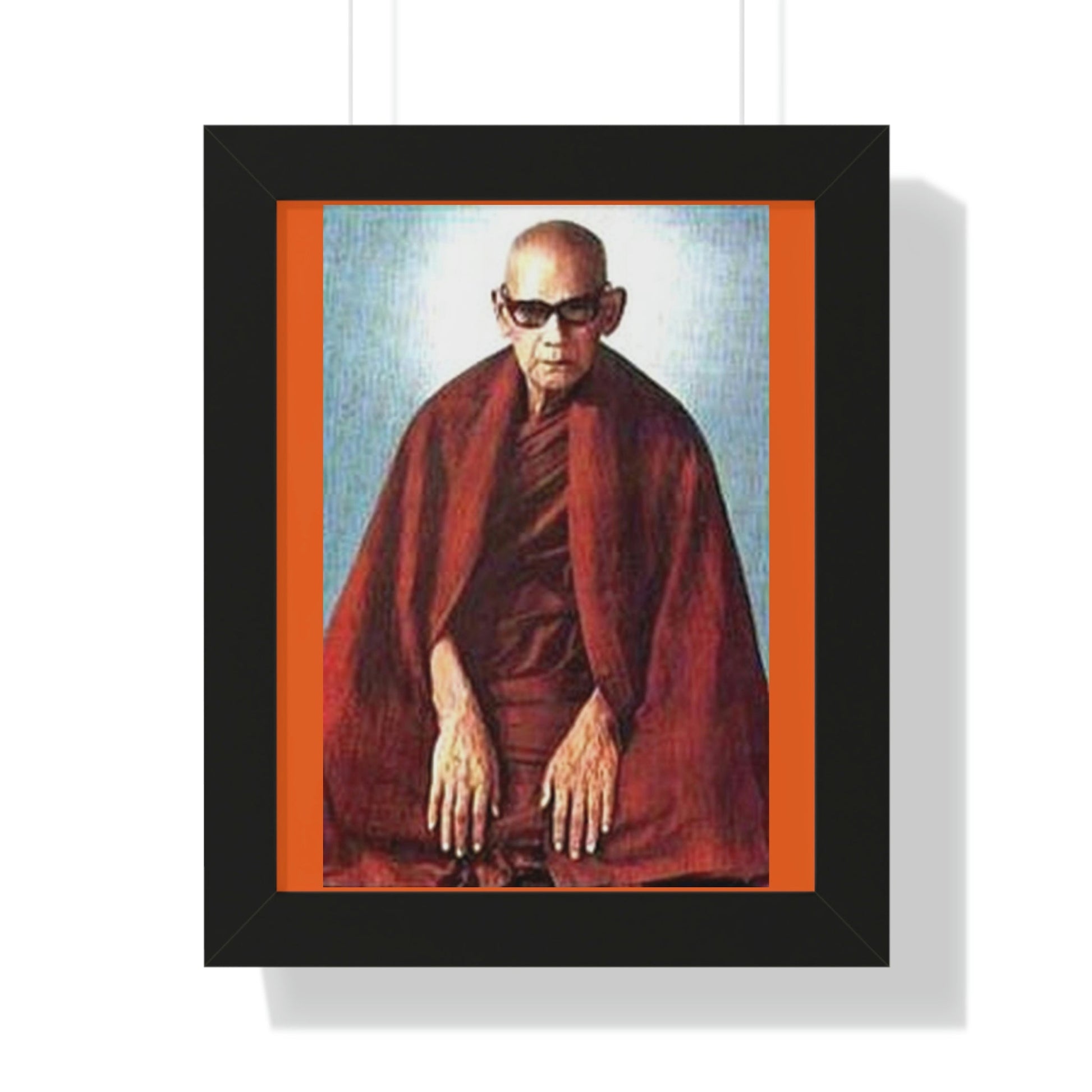 Buddhism - Framed Vertical Poster - Realized Buddhist Monk - Venerable Mahasi Sayadaw of Burma - Myanmar - Green Forest Home