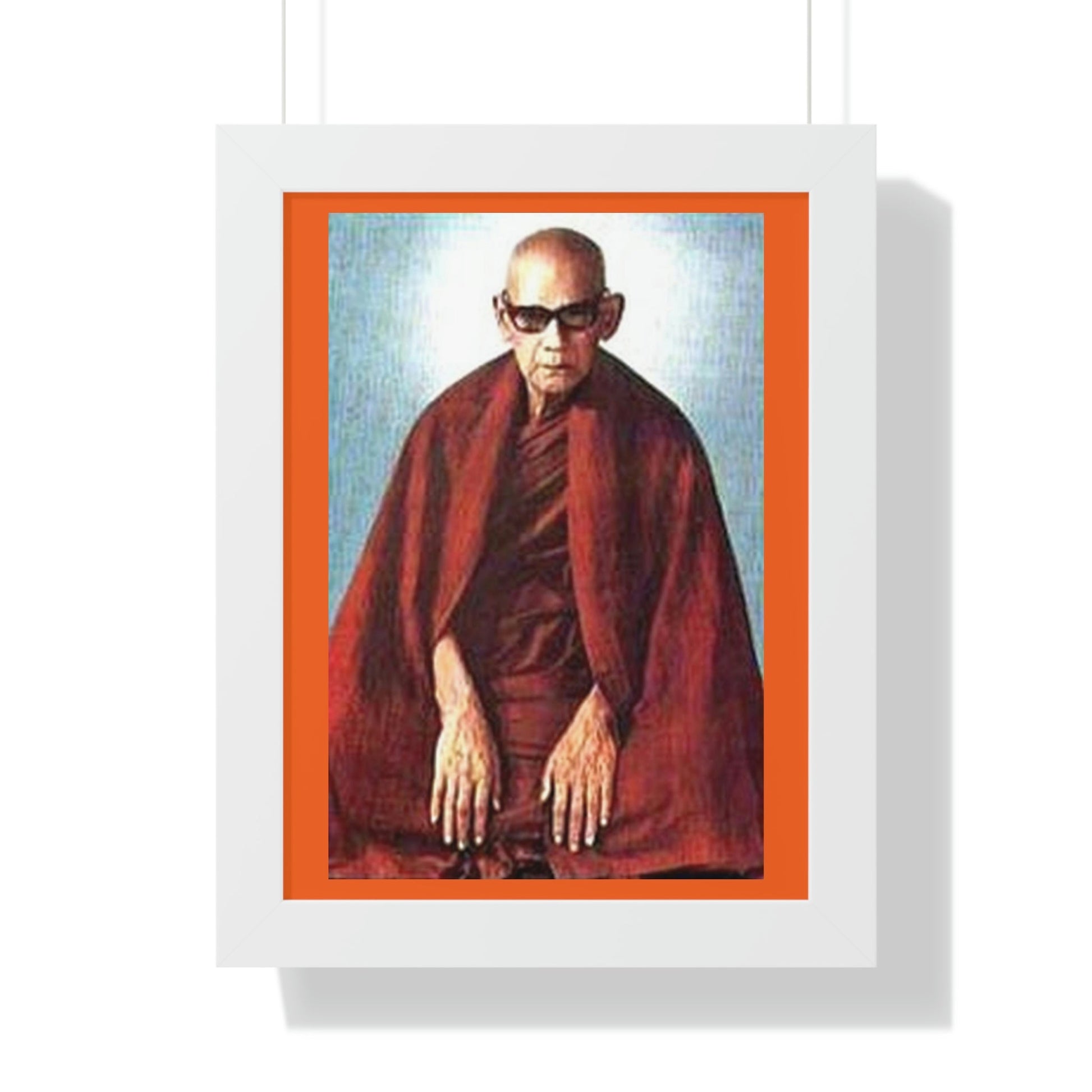 Buddhism - Framed Vertical Poster - Realized Buddhist Monk - Venerable Mahasi Sayadaw of Burma - Myanmar - Green Forest Home