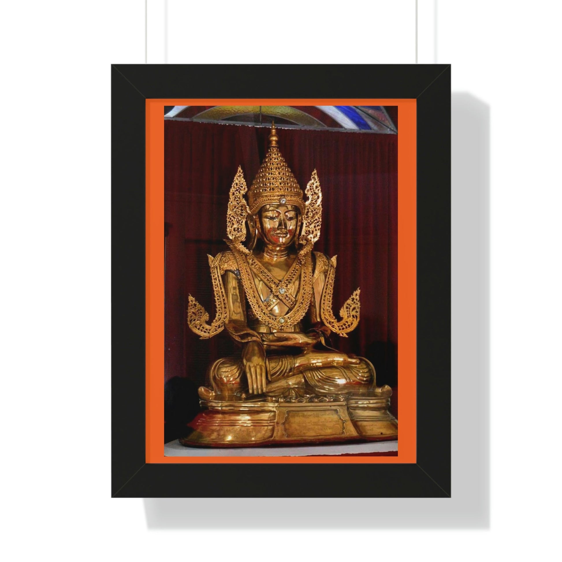 Buddhism - Framed Vertical Poster - TKAM Monastery CA USA - Main Buddha of Pagoda - Blessed by Taungpulu Sayadaw of Burma - Print in USA - Green Forest Home