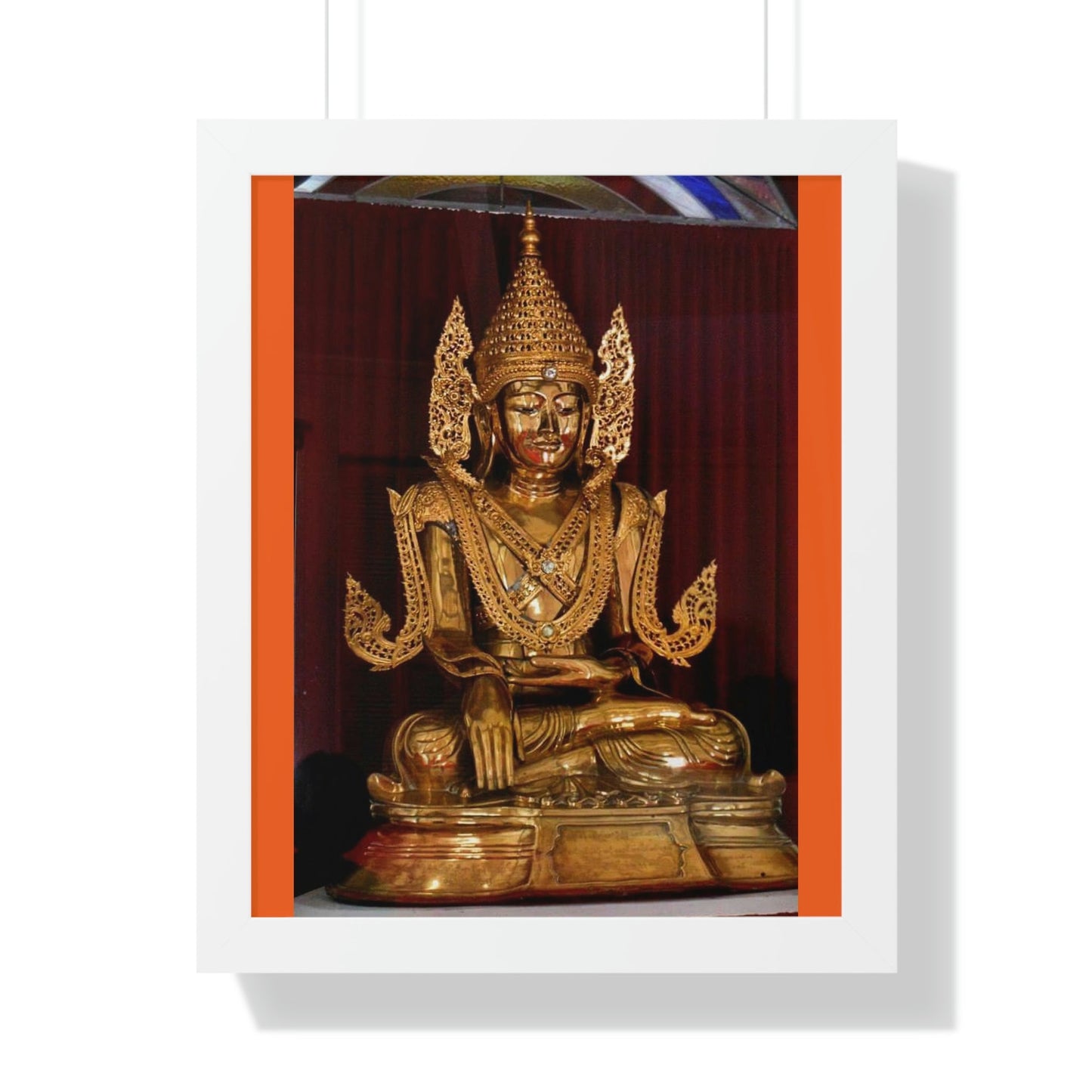 Buddhism - Framed Vertical Poster - TKAM Monastery CA USA - Main Buddha of Pagoda - Blessed by Taungpulu Sayadaw of Burma - Print in USA - Green Forest Home