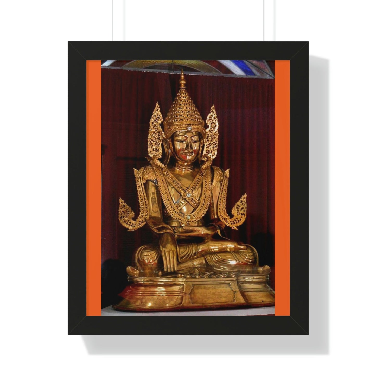 Buddhism - Framed Vertical Poster - TKAM Monastery CA USA - Main Buddha of Pagoda - Blessed by Taungpulu Sayadaw of Burma - Print in USA - Green Forest Home