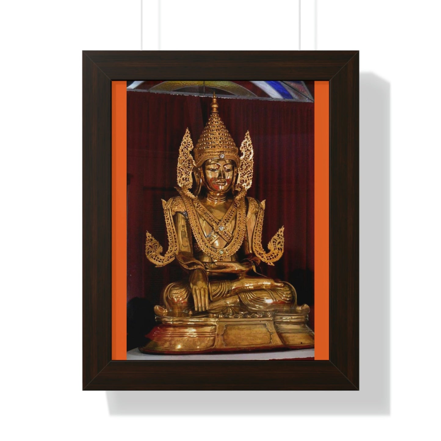 Buddhism - Framed Vertical Poster - TKAM Monastery CA USA - Main Buddha of Pagoda - Blessed by Taungpulu Sayadaw of Burma - Print in USA - Green Forest Home