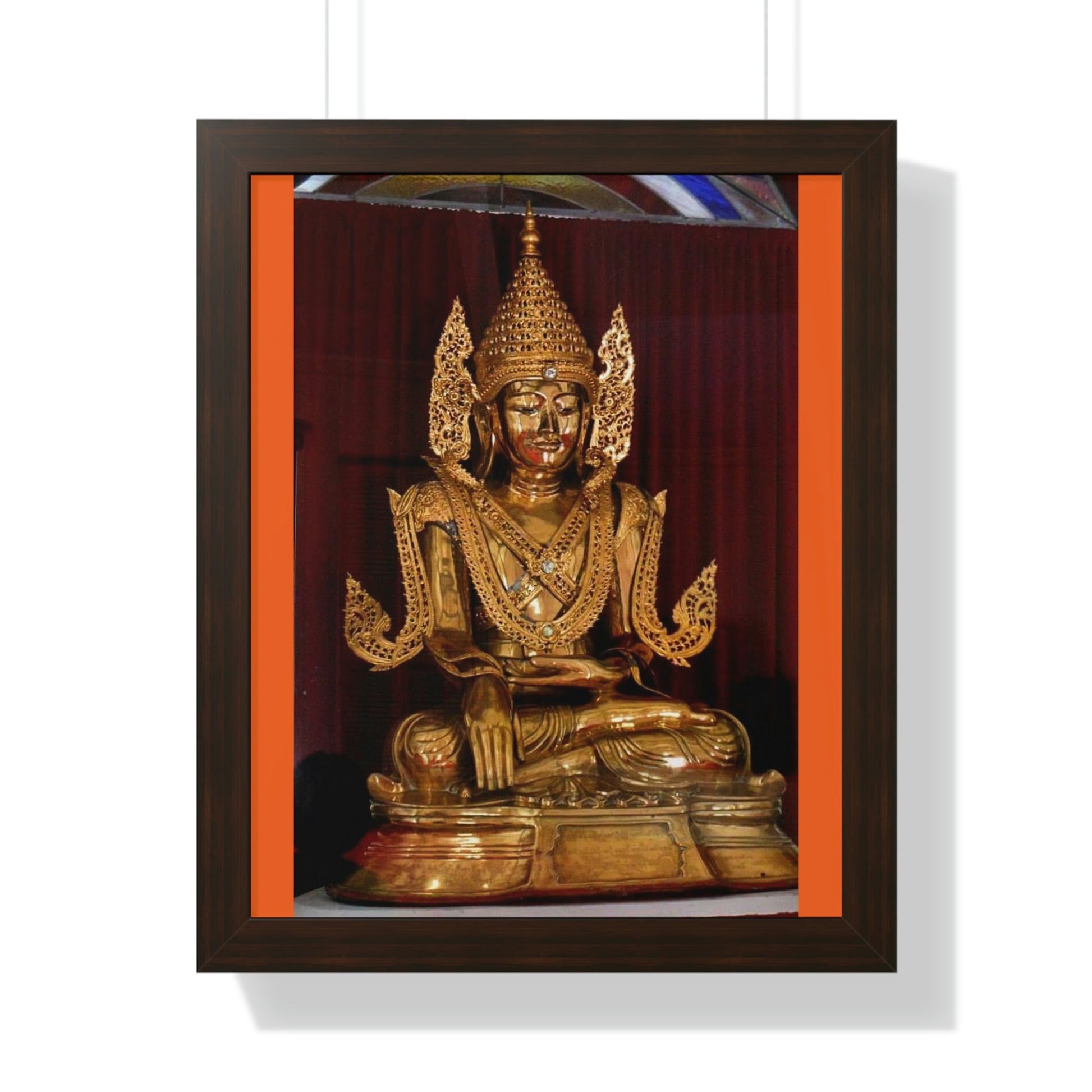 Buddhism - Framed Vertical Poster - TKAM Monastery CA USA - Main Buddha of Pagoda - Blessed by Taungpulu Sayadaw of Burma - Print in USA - Green Forest Home