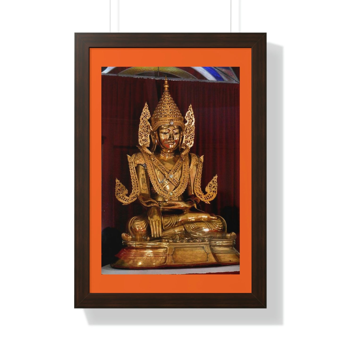 Buddhism - Framed Vertical Poster - TKAM Monastery CA USA - Main Buddha of Pagoda - Blessed by Taungpulu Sayadaw of Burma - Print in USA - Green Forest Home