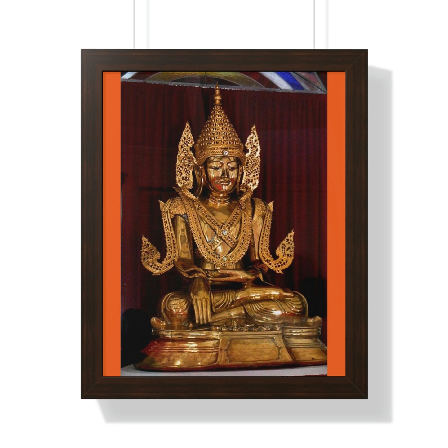 Buddhism - Framed Vertical Poster - TKAM Monastery CA USA - Main Buddha of Pagoda - Blessed by Taungpulu Sayadaw of Burma - Print in USA - Green Forest Home